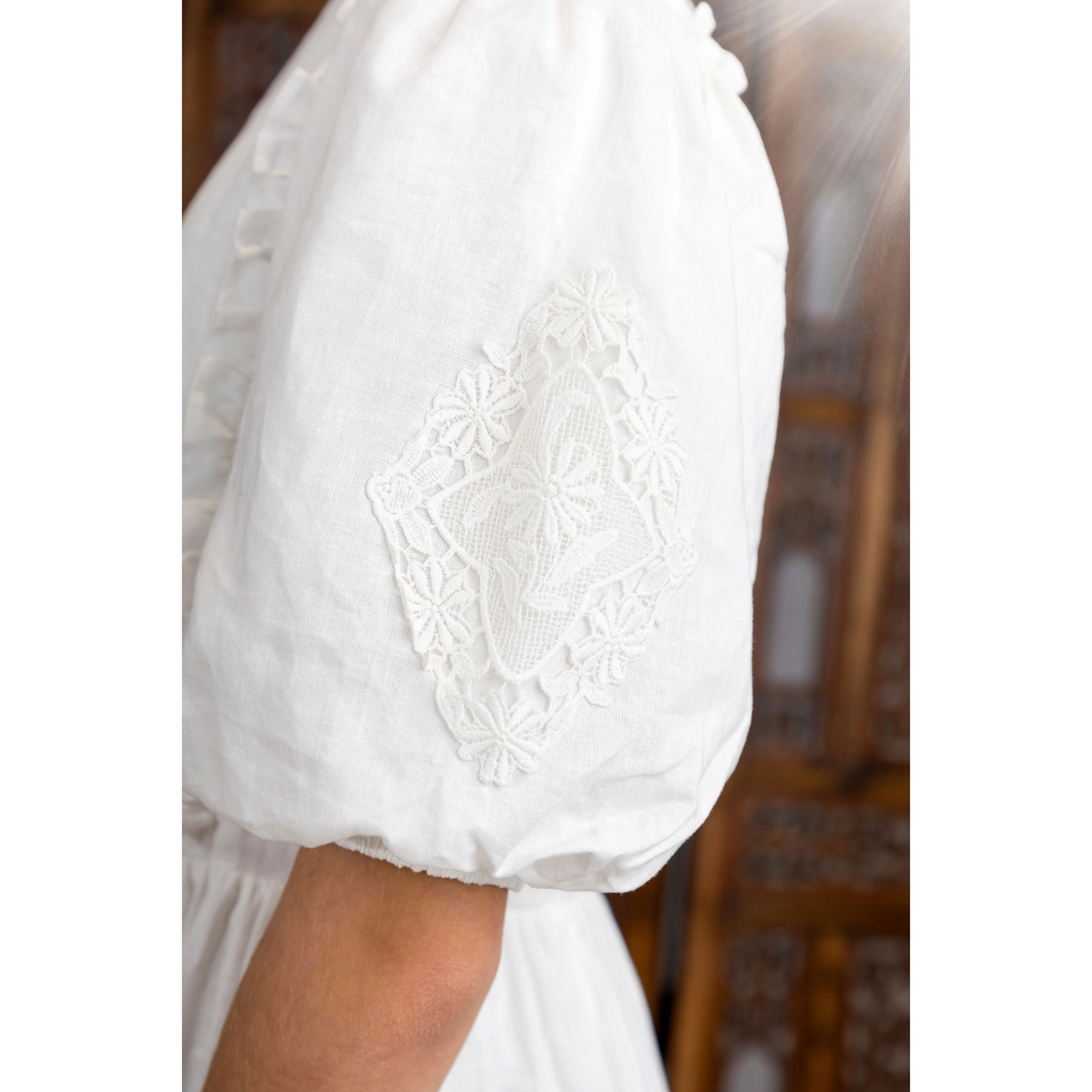 HEV White Crochet Detail Dress - Image 5
