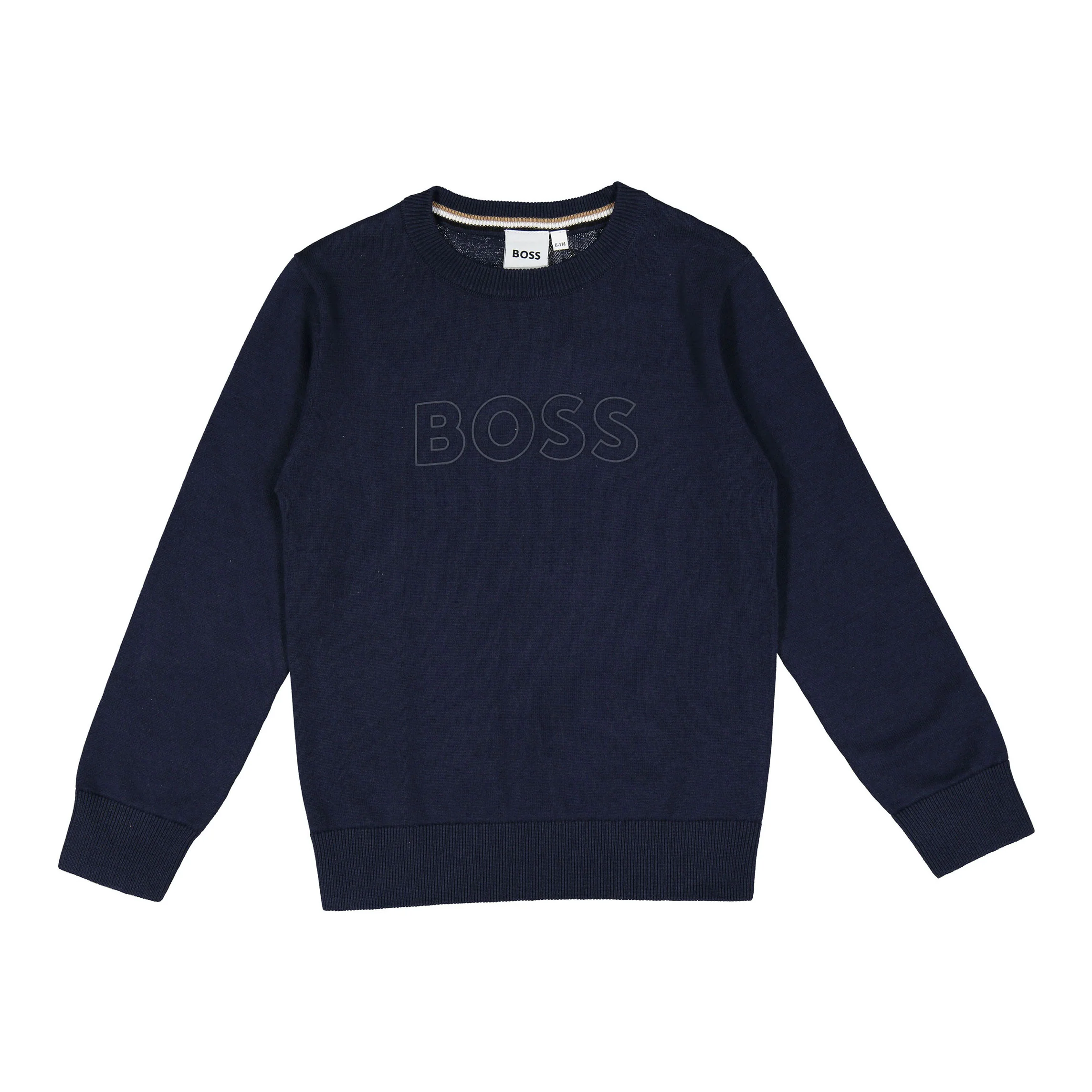 Hugo Boss Navy Embossed Logo Sweater