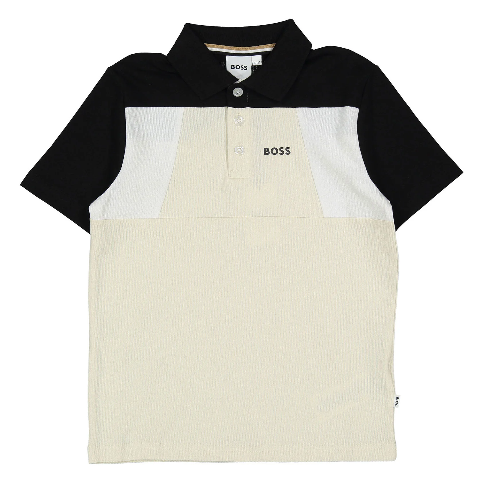 Hugo Boss Sand Color Block Short Sleeve Polo