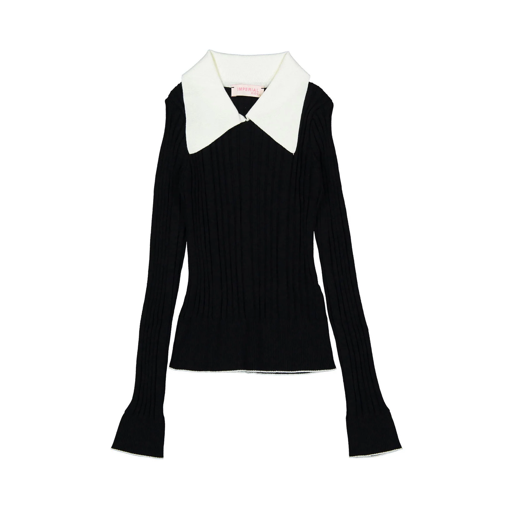 Imperial Black Collared Trimmed Sweater