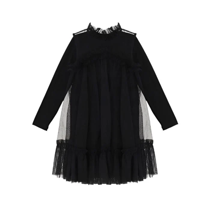 Imperial Black Tulle Layered Dress