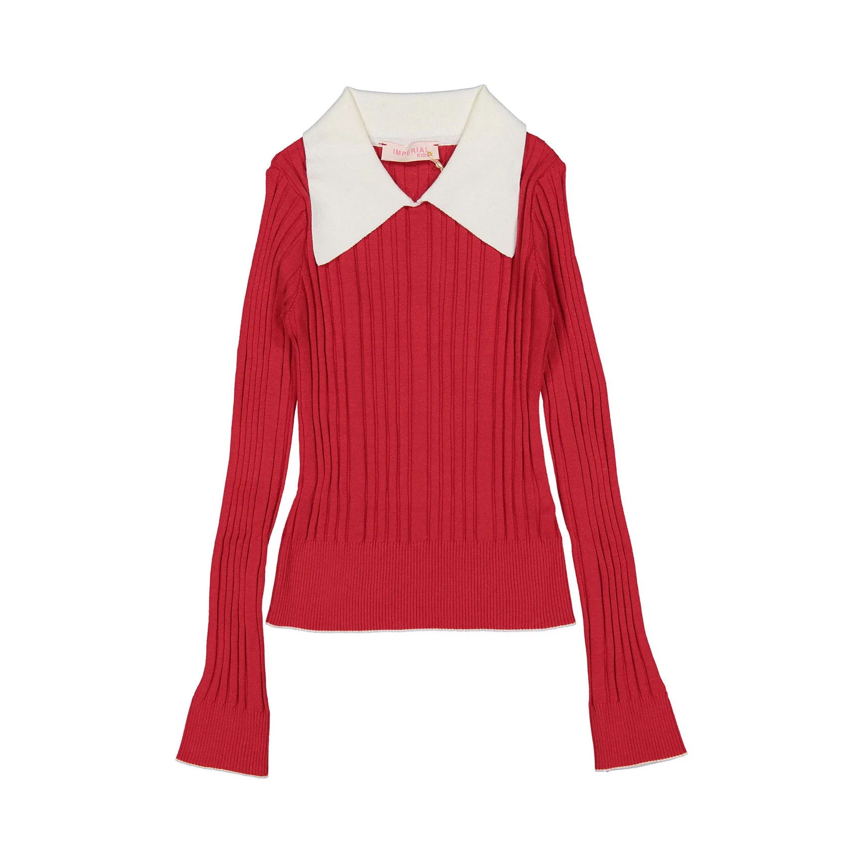 Imperial Red Collared Trimmed Sweater