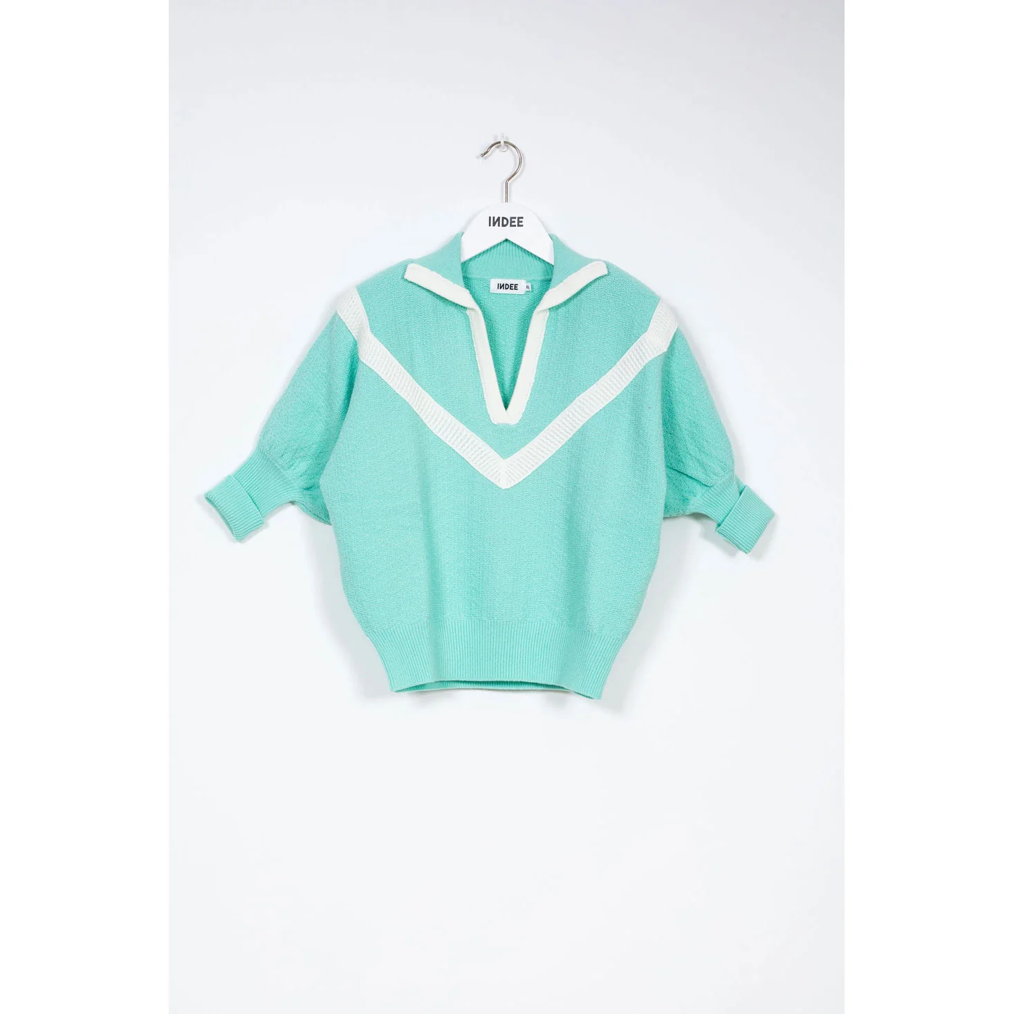 Indee Aqua Green Polo Knit Sweater