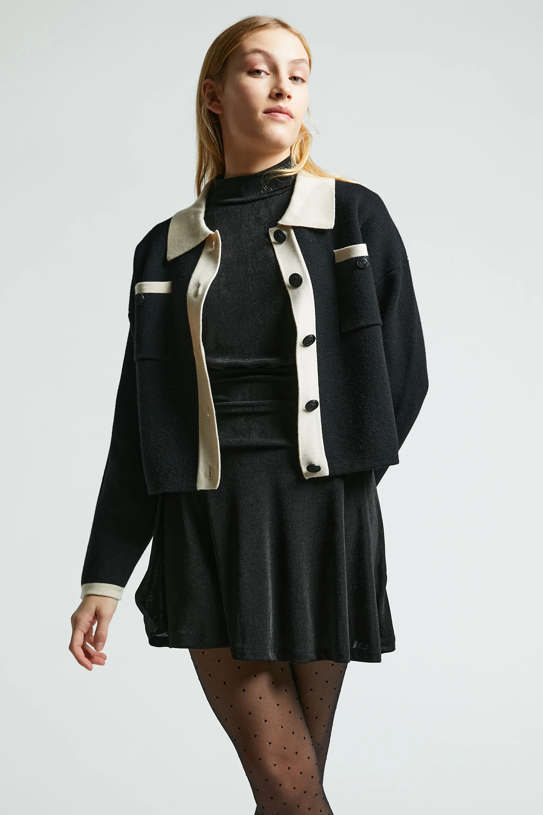 Indee Black Polo Knit Cardigan - Image 2