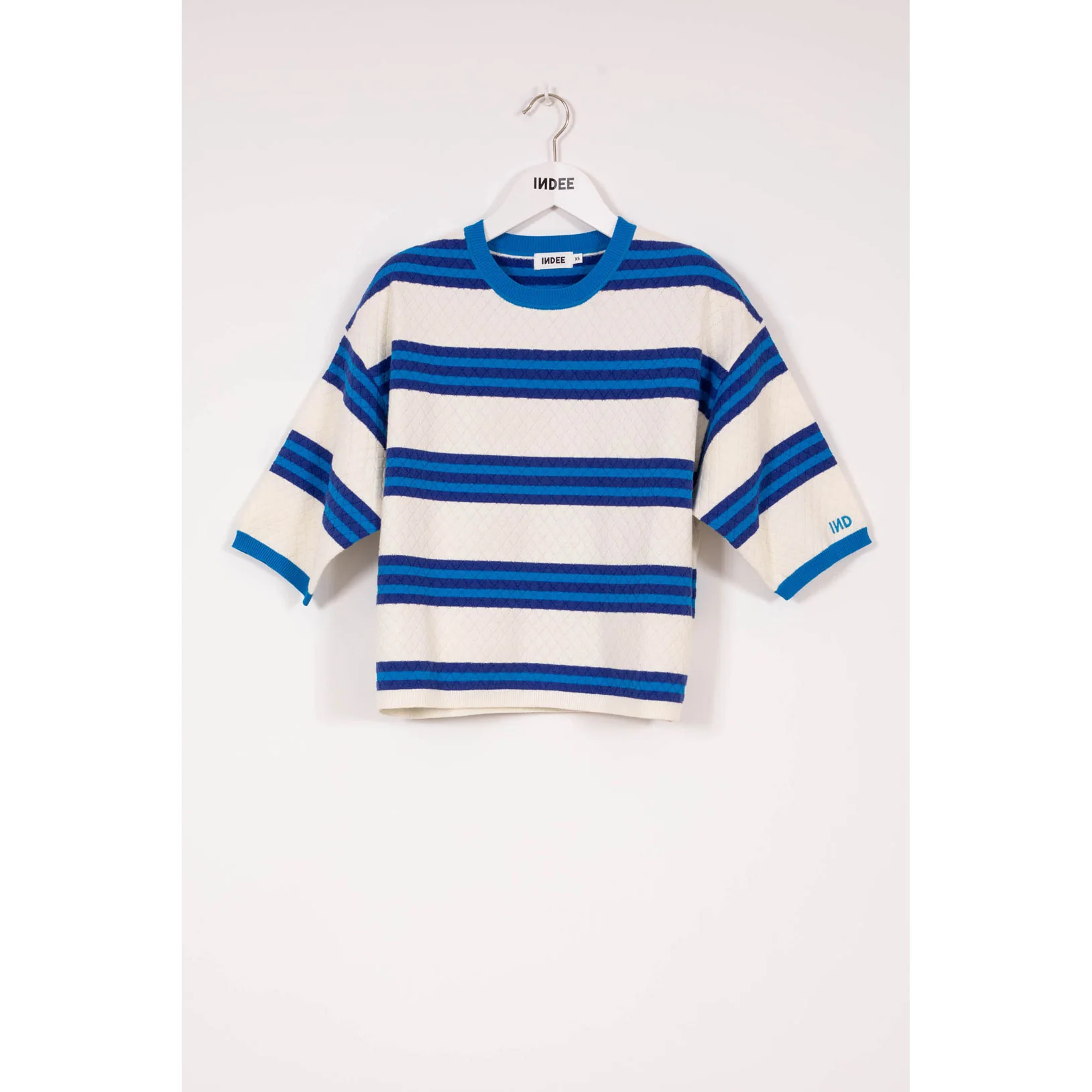 Indee Blue Stripe Velvet Pullover