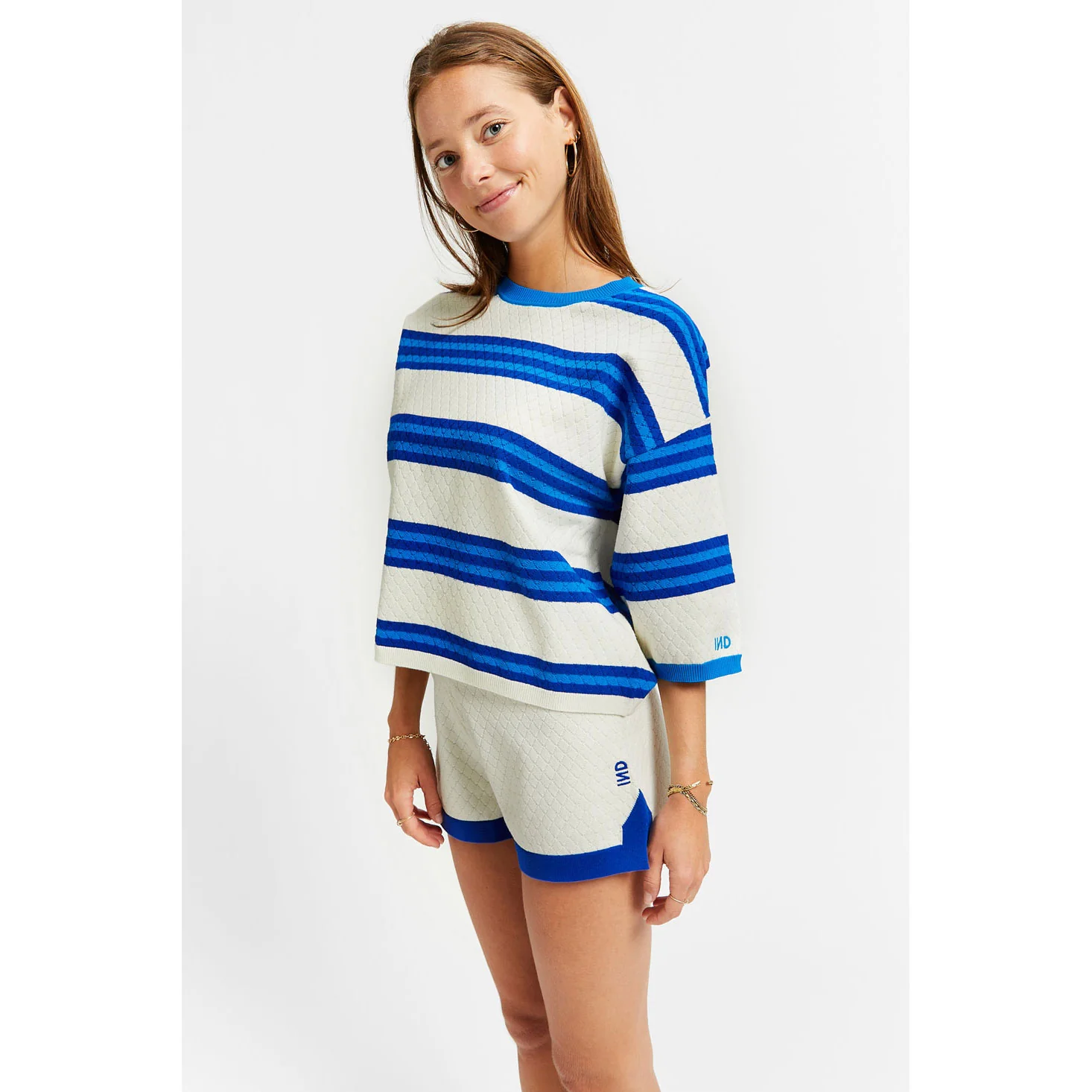 Indee Blue Stripe Velvet Pullover - Image 2