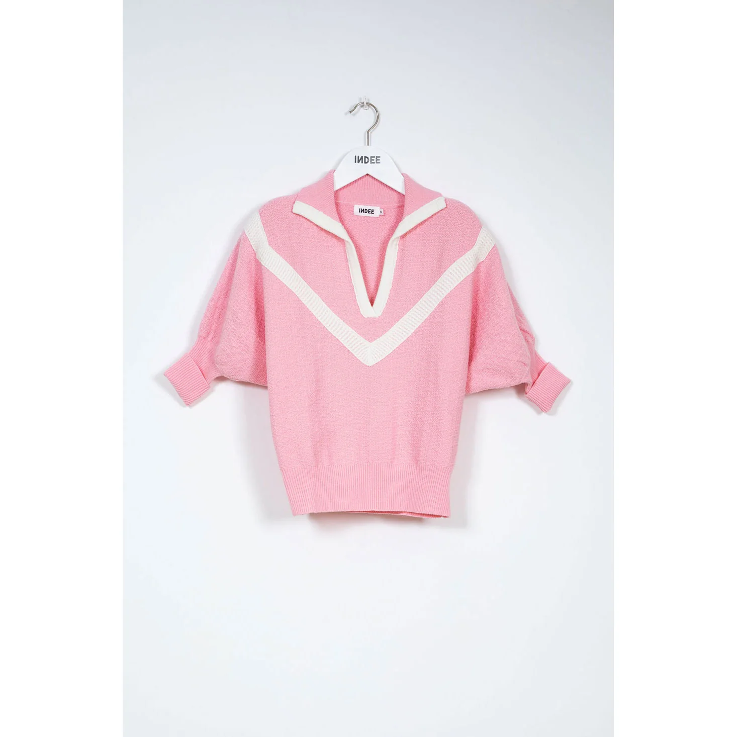 Indee Candy Pink Polo Knit Sweater