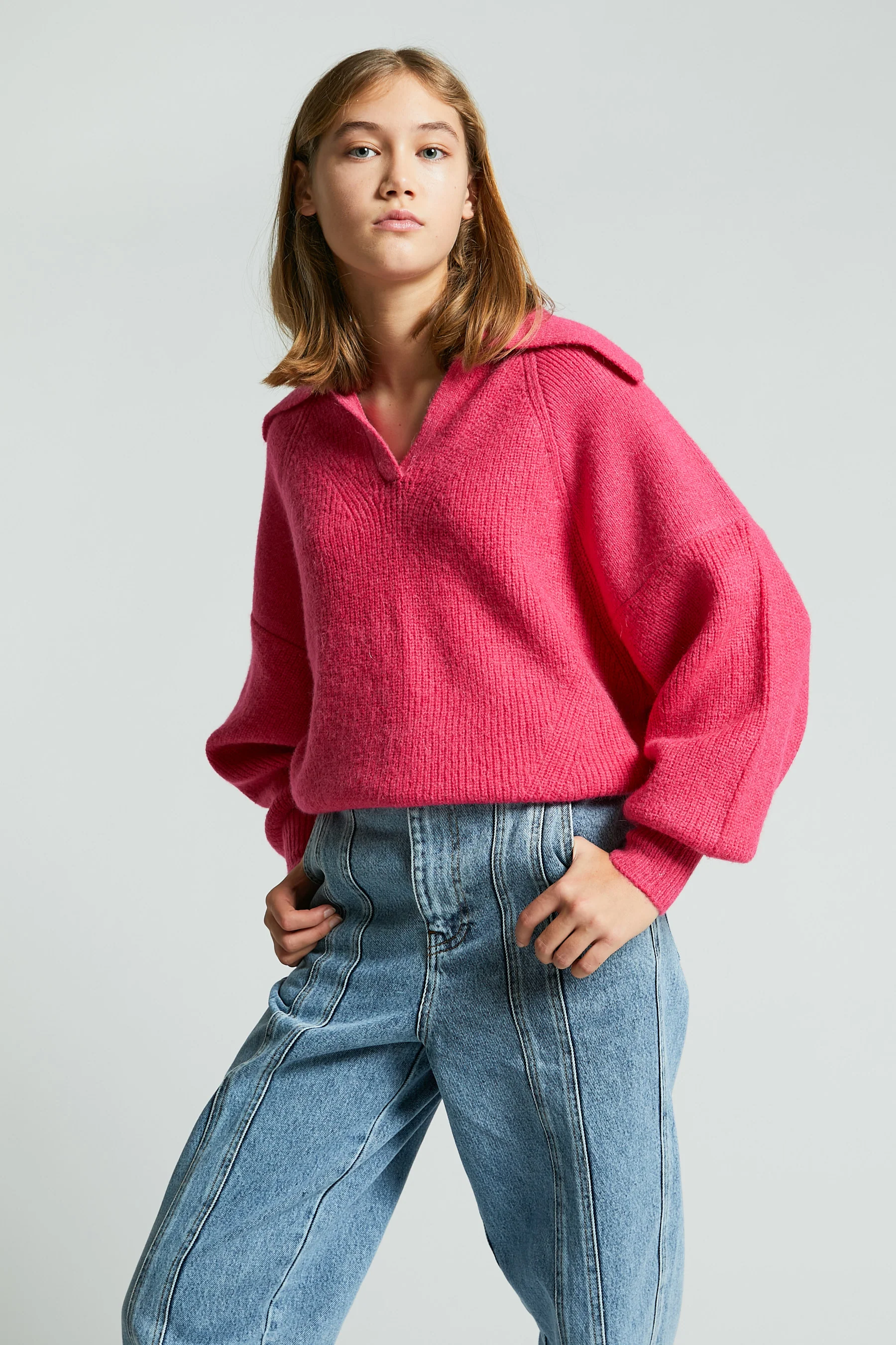 Indee Fushia Polo Knit Sweater - Image 3