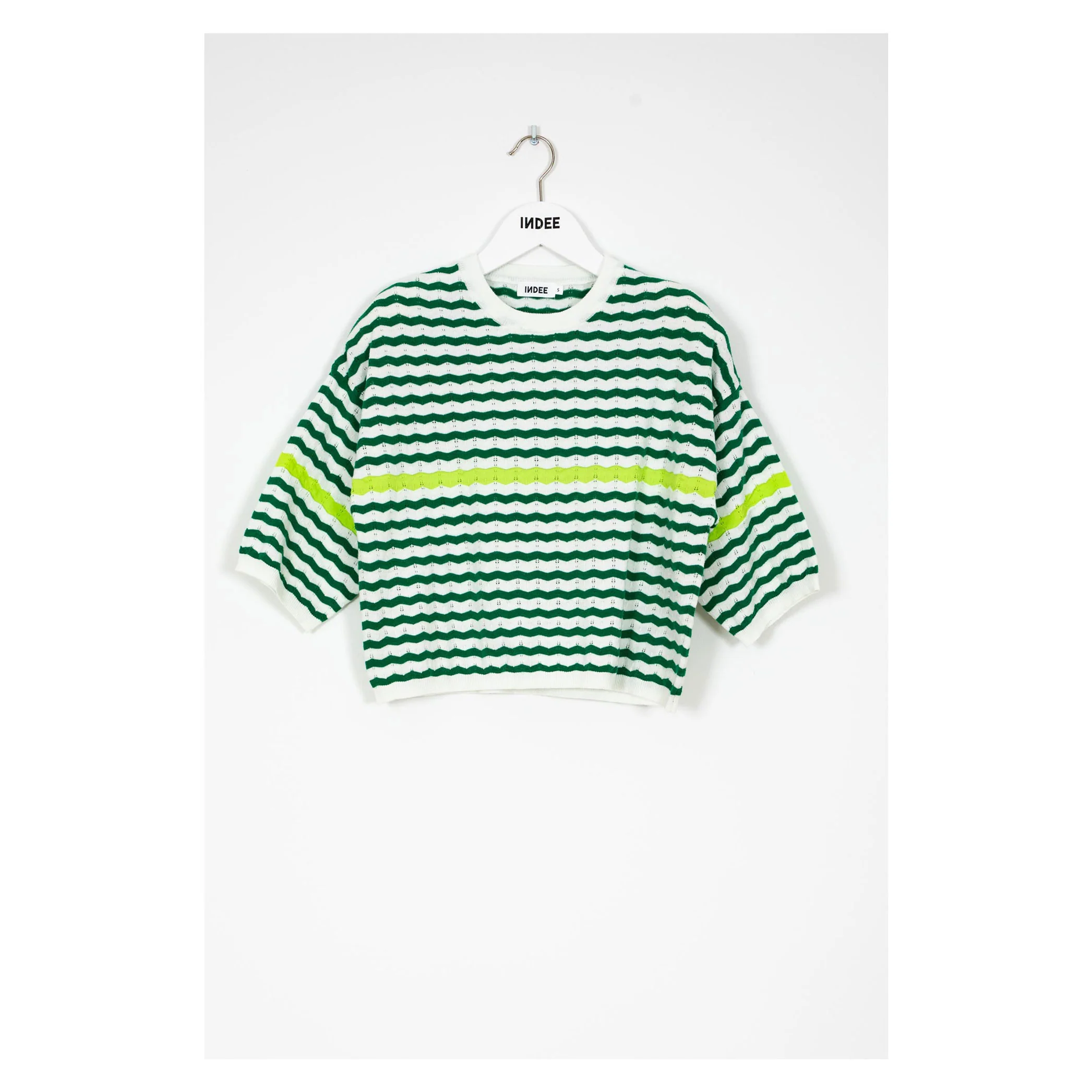 Indee Green Striped Knit Pullover