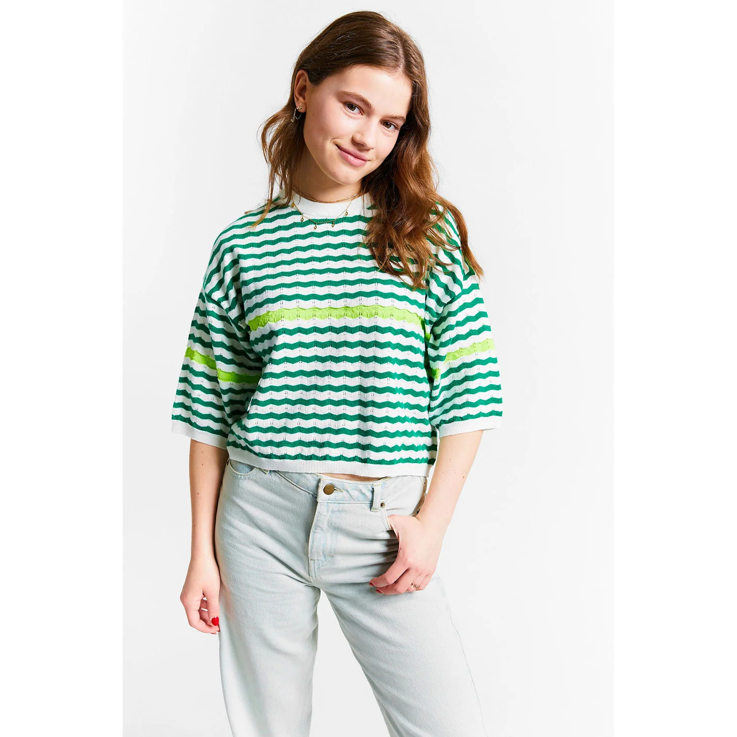 Indee Green Striped Knit Pullover - Image 2