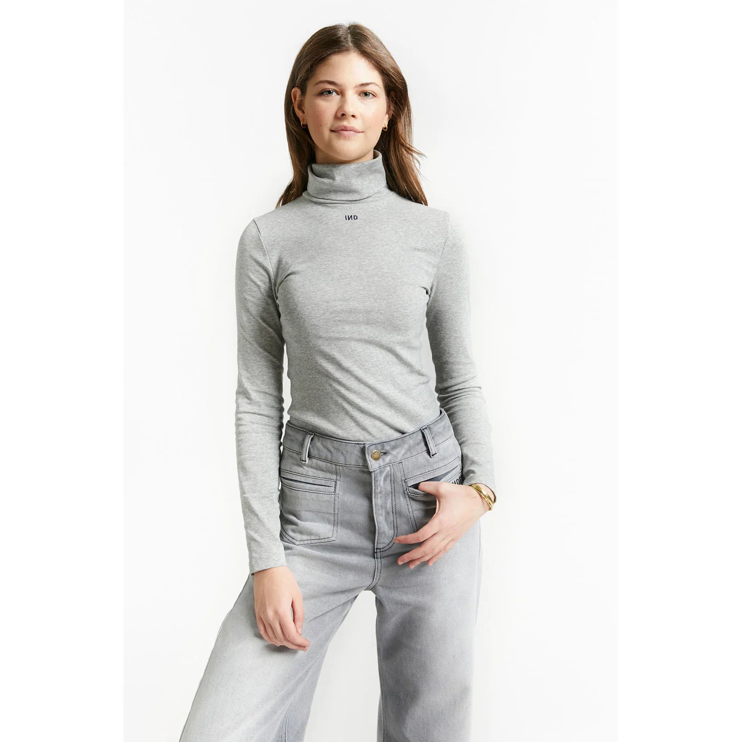 Indee Grey Melange Timeless T-Shirt - Image 2