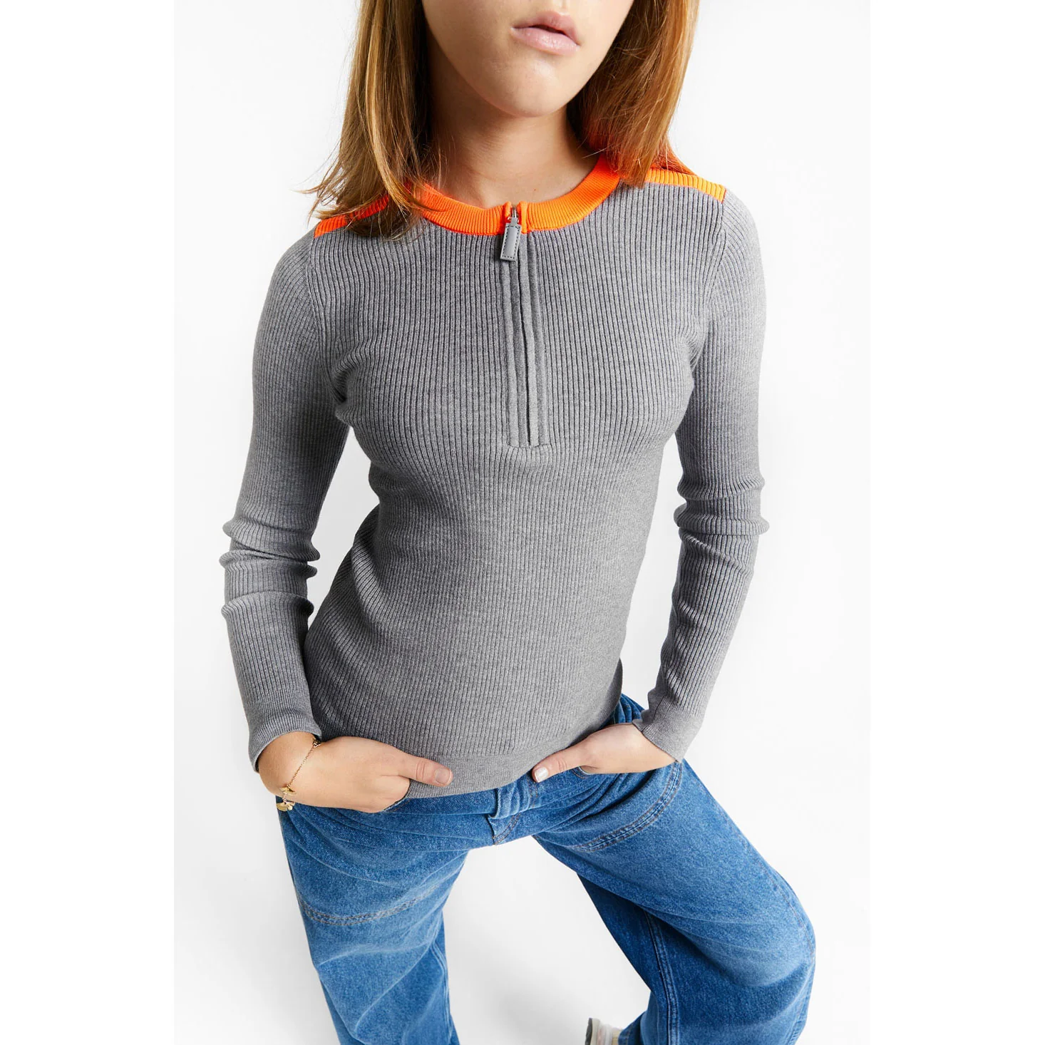 Indee Grey Melange Together Pullover - Image 2