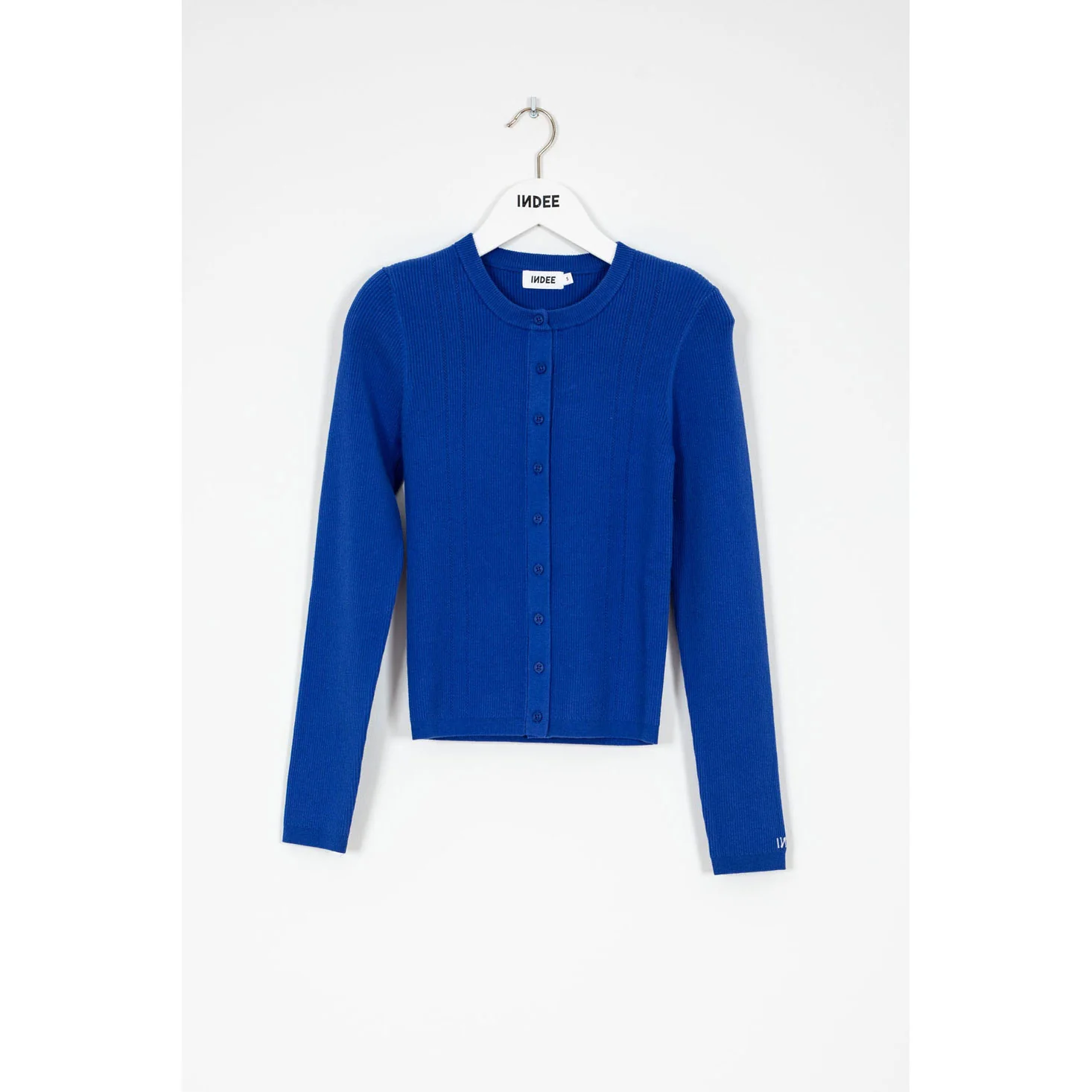 Indee Indigo Knitted Ribbed Cardigan