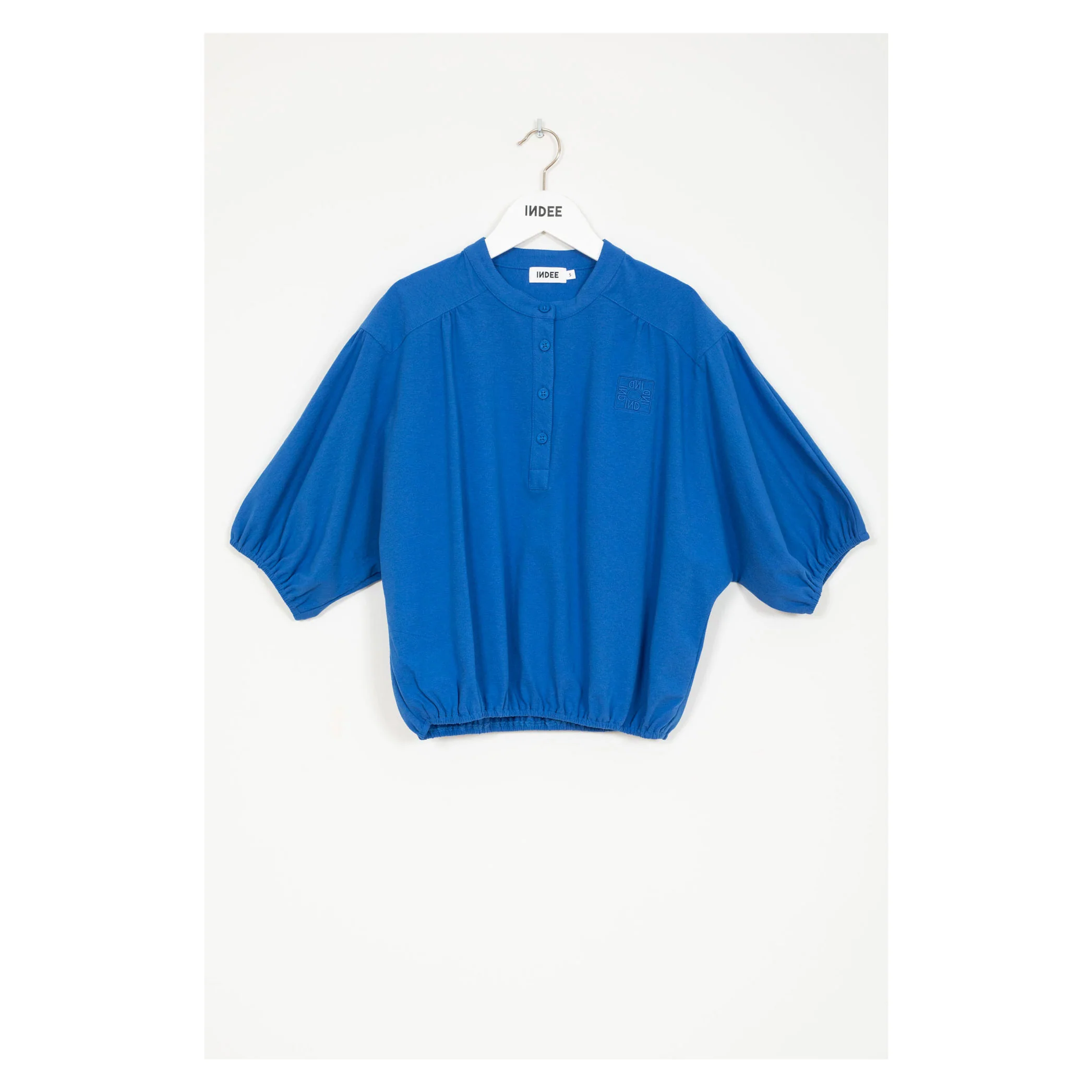 Indee Mykonos Blue Tunisian Collar T-Shirt
