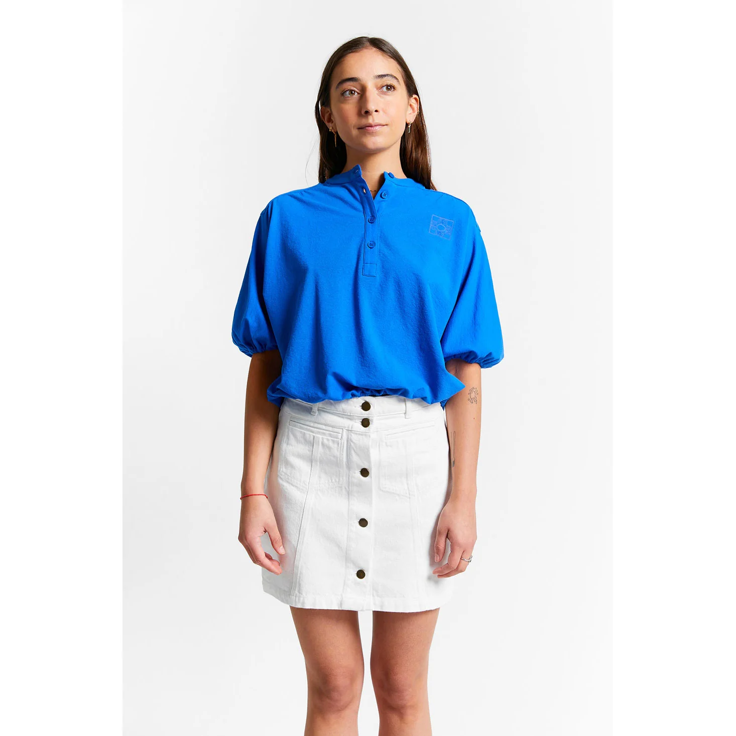 Indee Mykonos Blue Tunisian Collar T-Shirt - Image 2