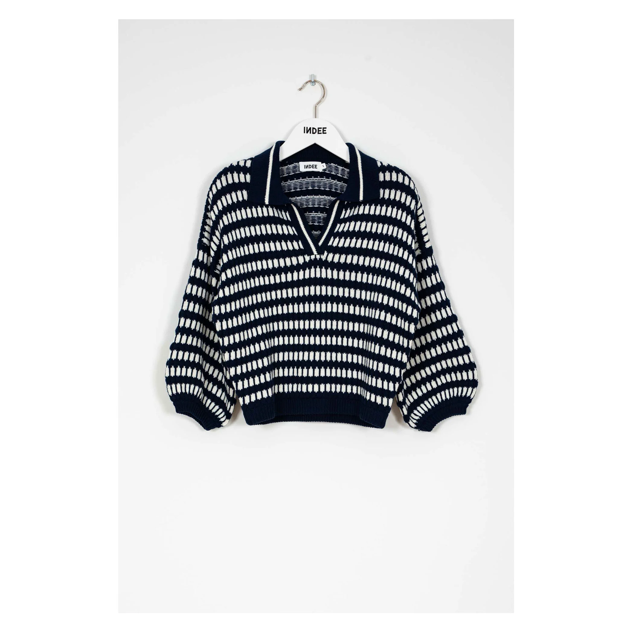 Indee Navy Bicolor Polo Pullover