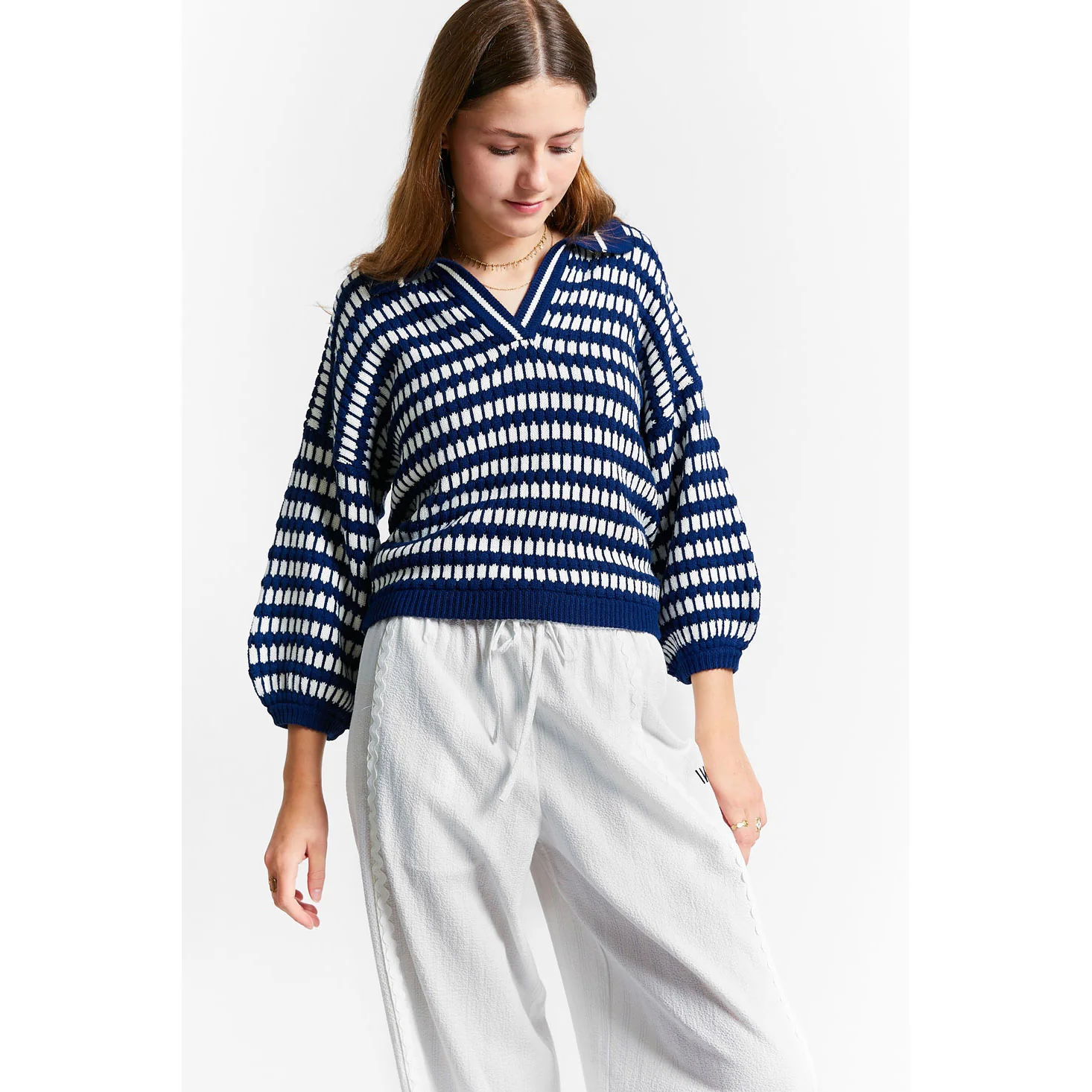 Indee Navy Bicolor Polo Pullover - Image 2