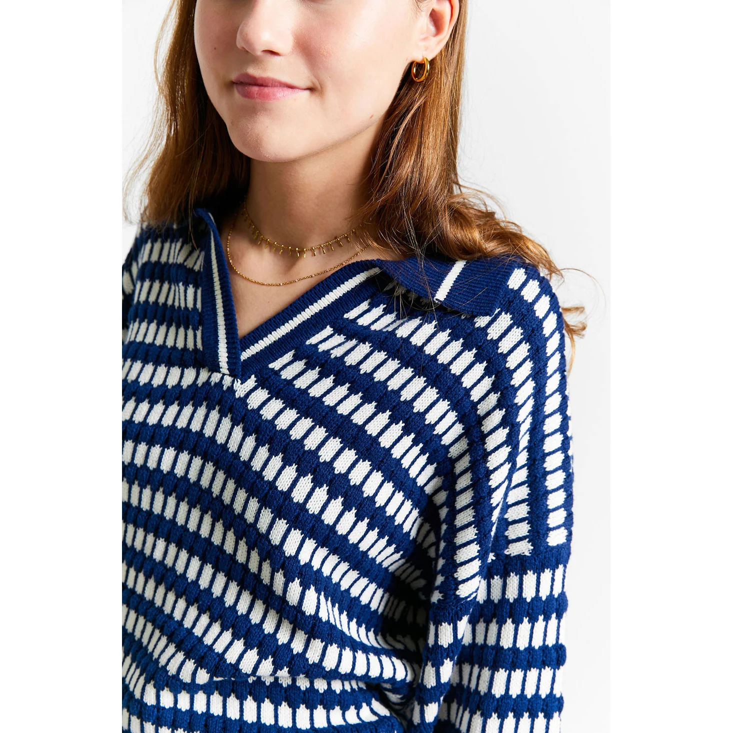 Indee Navy Bicolor Polo Pullover - Image 3