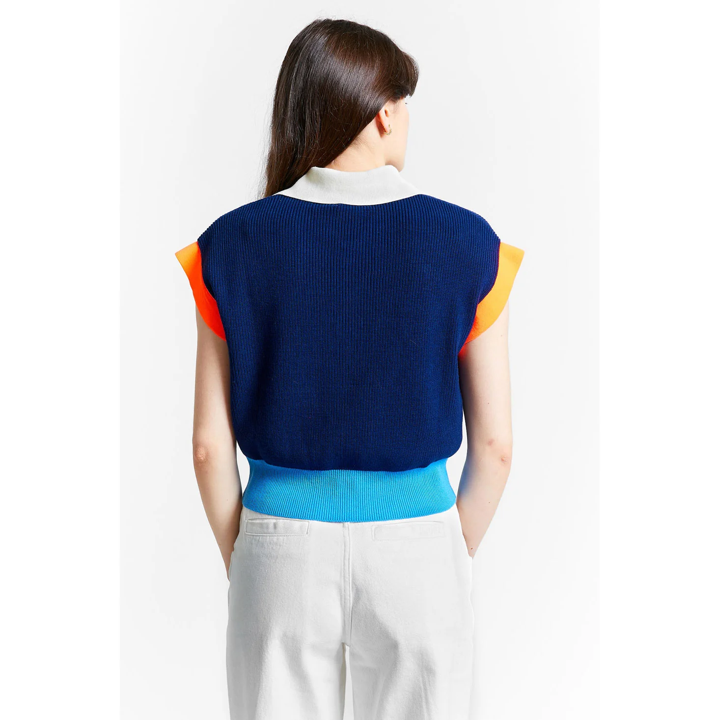 Indee Navy Tricolor Sleeve Knit Polo - Image 3