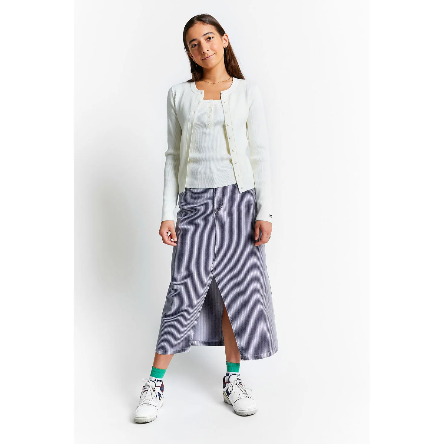 Indee Off White Knitted Ribbed Cardigan - Image 2
