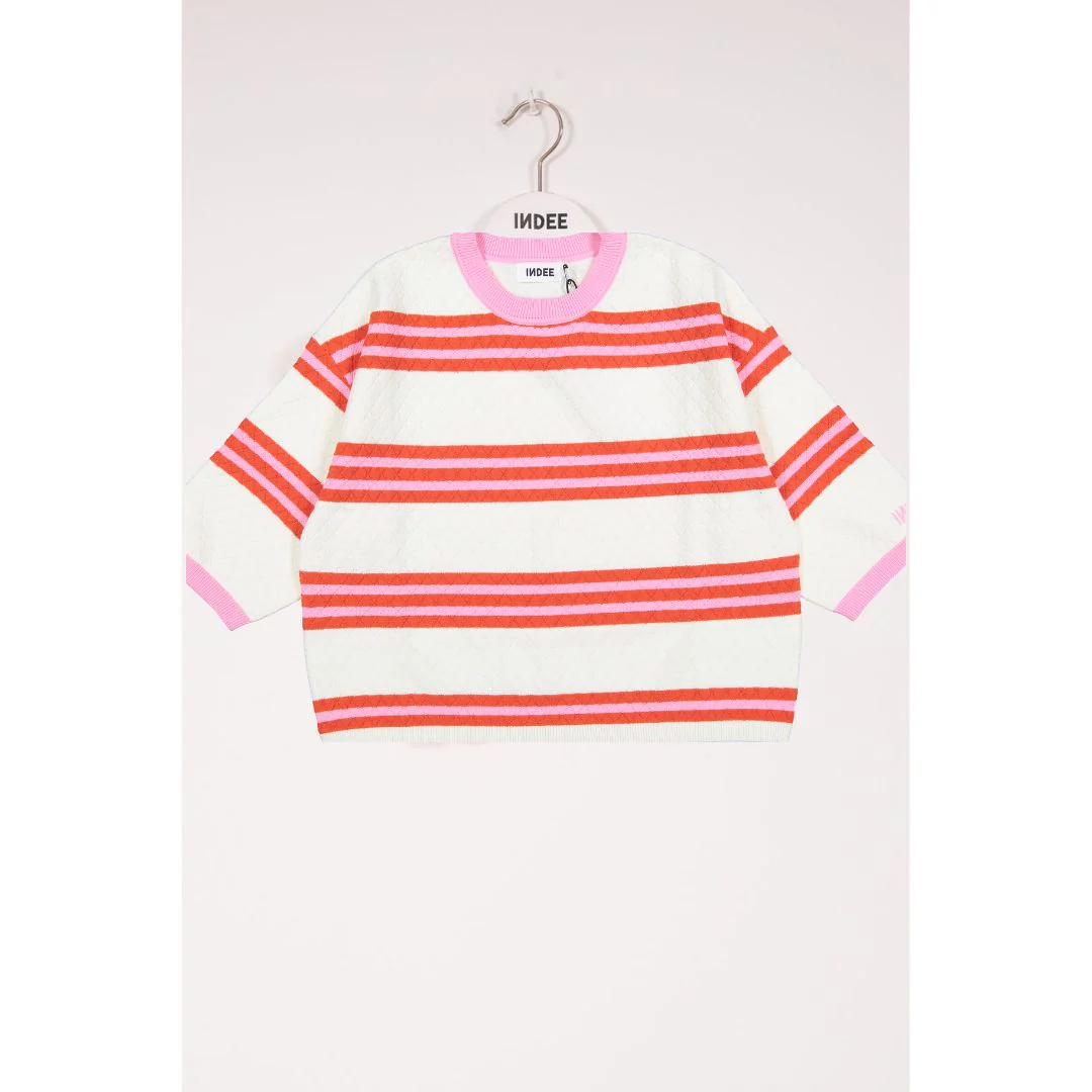 Indee Off White Stripe Velvet Pullover
