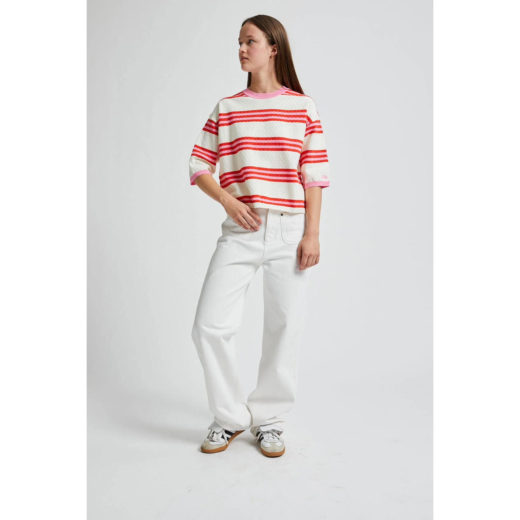 Indee Off White Stripe Velvet Pullover - Image 2