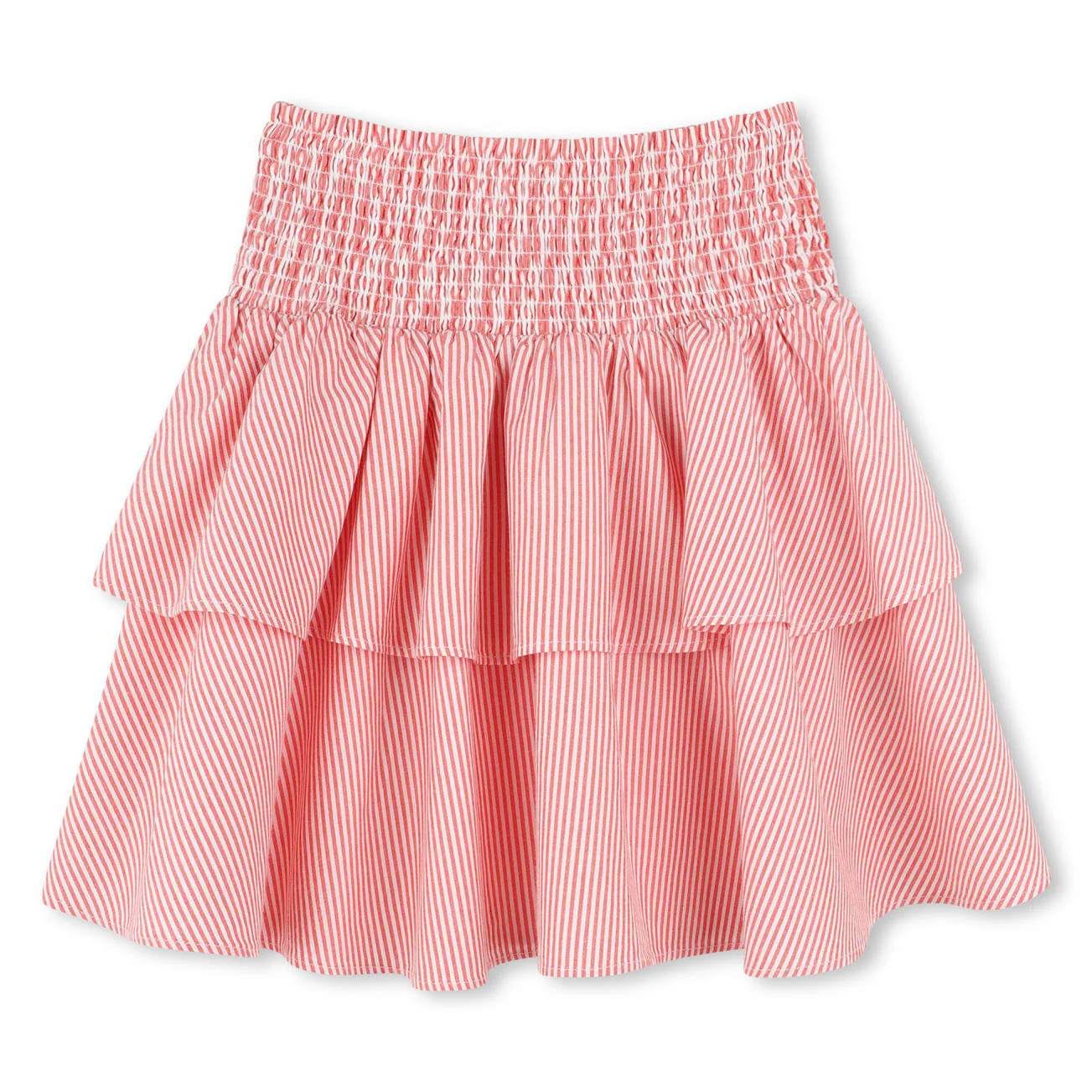 Kenzo Bright Red Striped Ruffled Skirt - Image 2