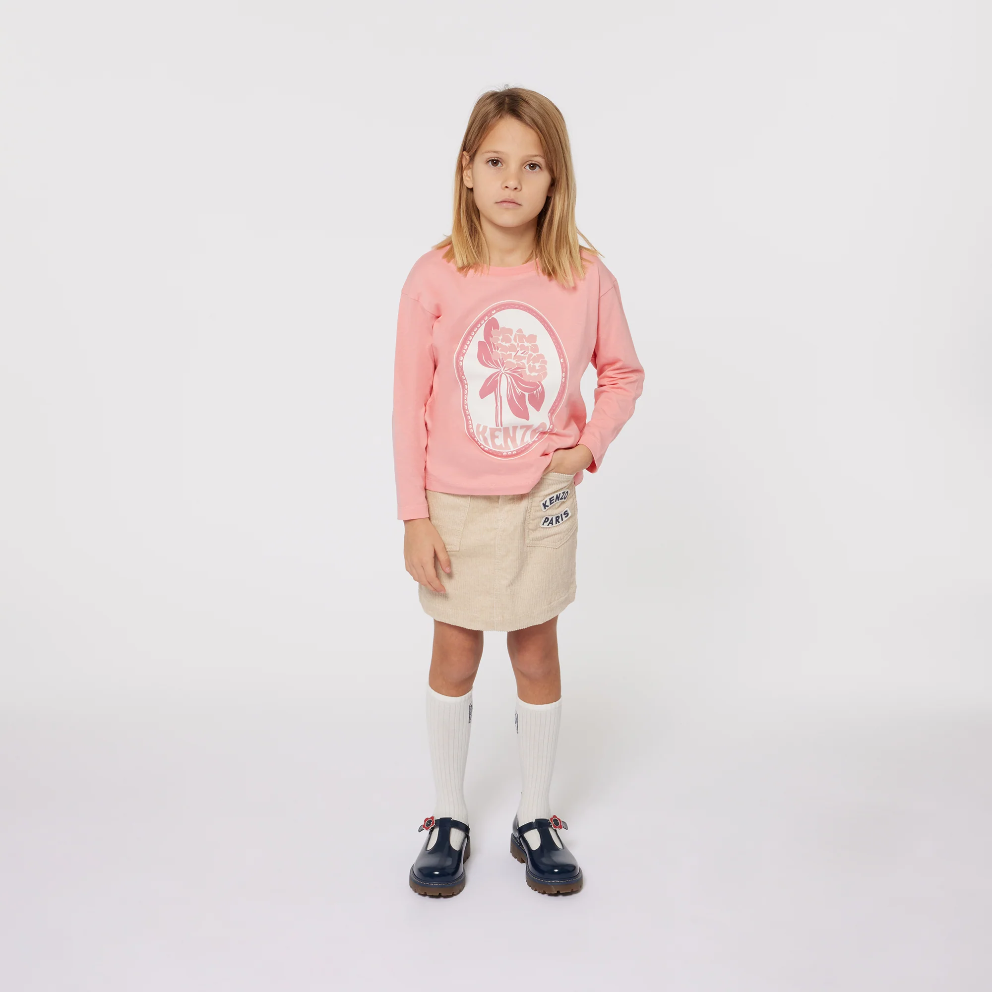 Kenzo Fushia Flower Detail Long Sleeve Tee - Image 2