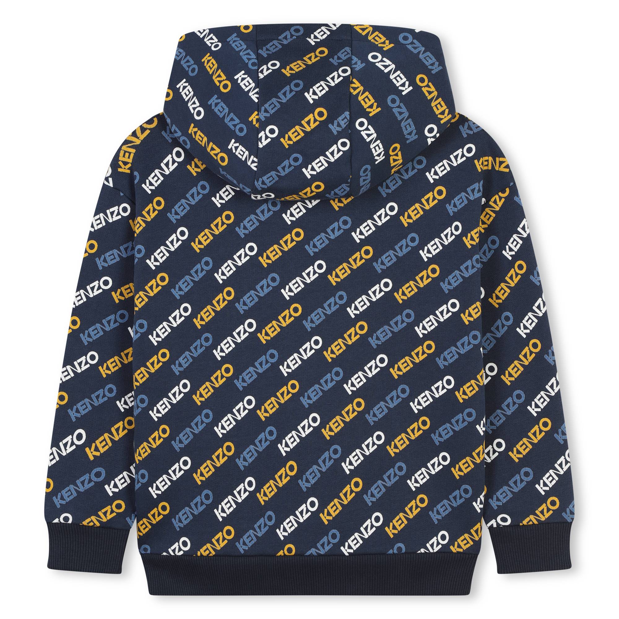 Kenzo Navy Logo Allover Hoodie - Image 2