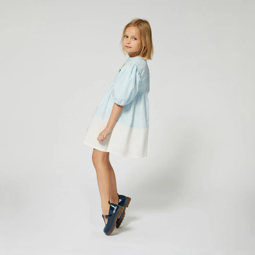 Kenzo Pale Blue Bi Color Dress - Image 4