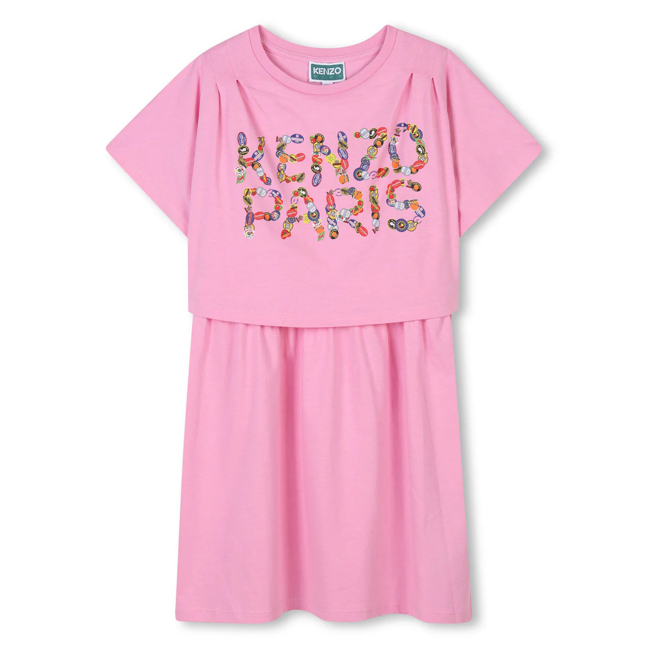 Kenzo Pink Graphic Logo Detailed Dress