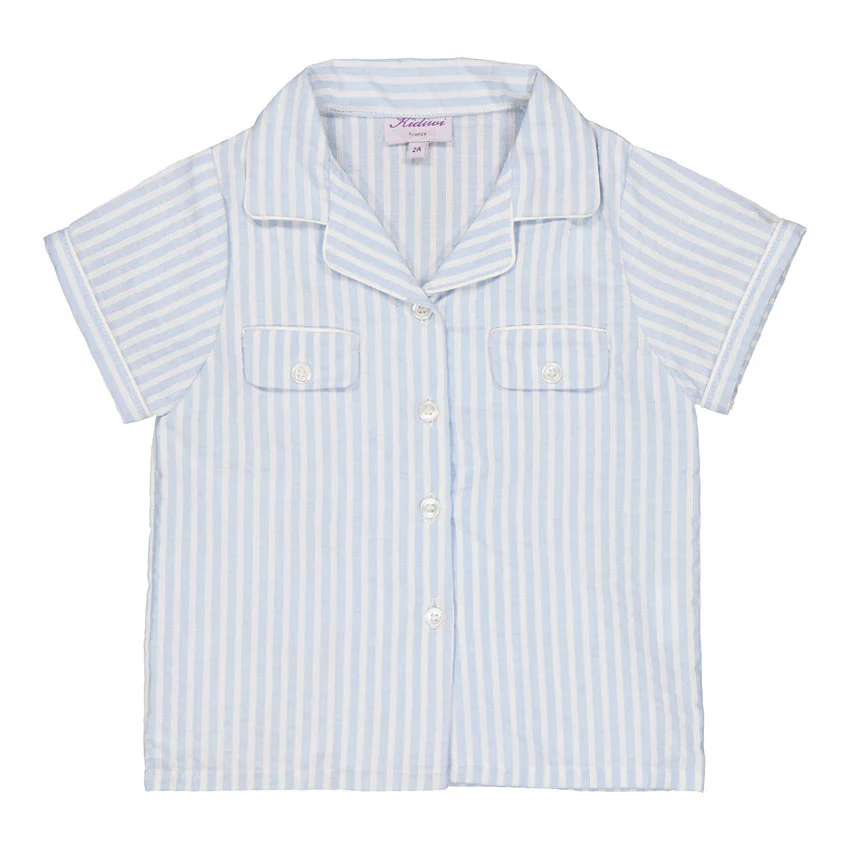 Kidiwi Blue/White Seersucker Stripes Lupin Shirt
