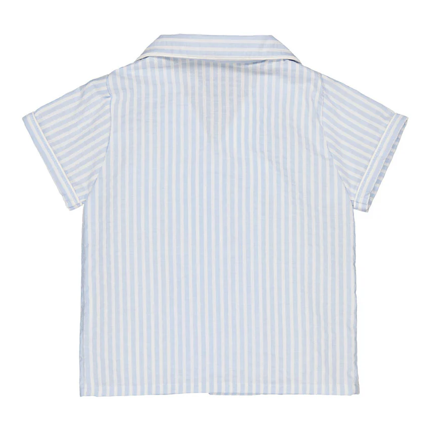 Kidiwi Blue/White Seersucker Stripes Lupin Shirt - Image 2