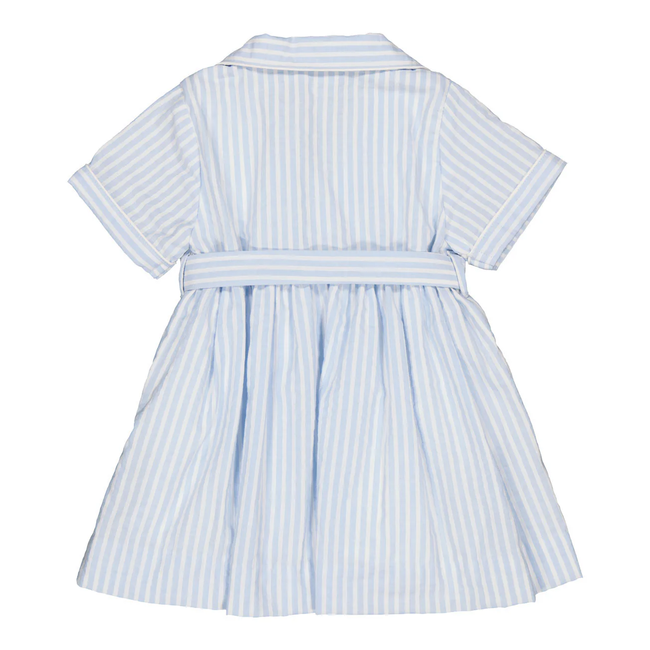 Kidiwi Blue/White Seersucker Stripes Romane Dress - Image 2