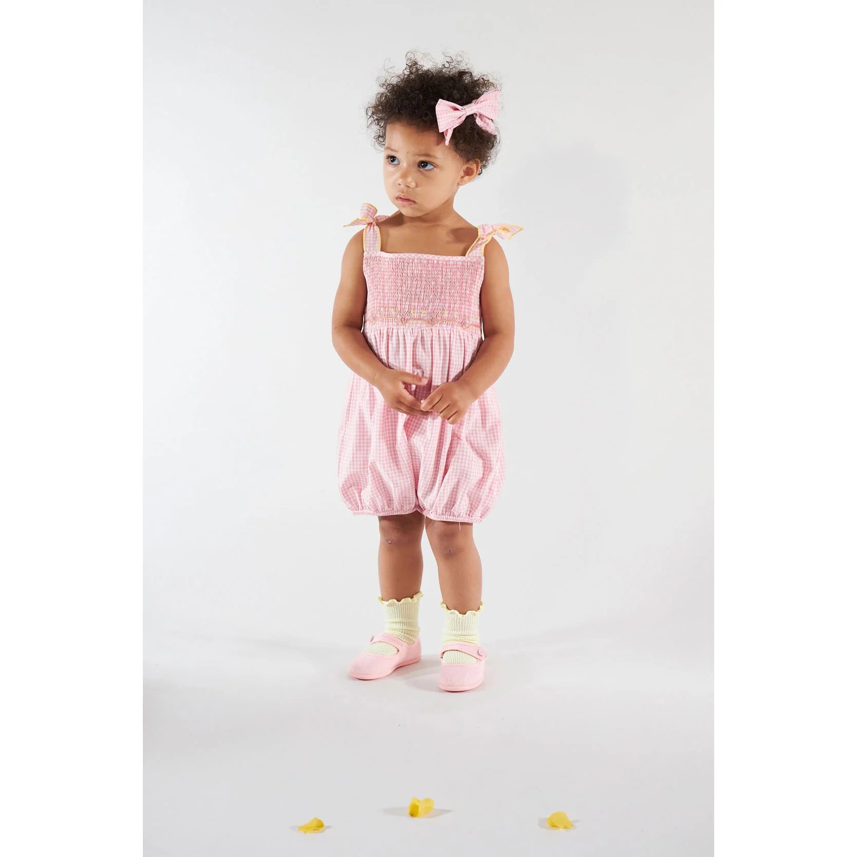 Kidiwi Candy Pink Gingham Francine Smocked Romper - Image 2