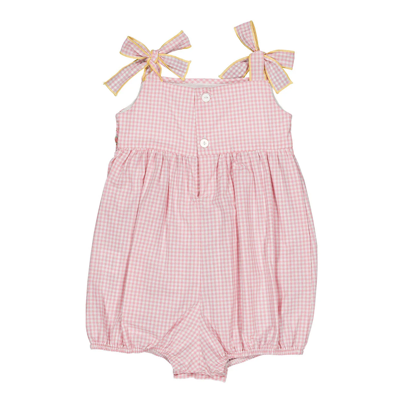 Kidiwi Candy Pink Gingham Francine Smocked Romper - Image 3