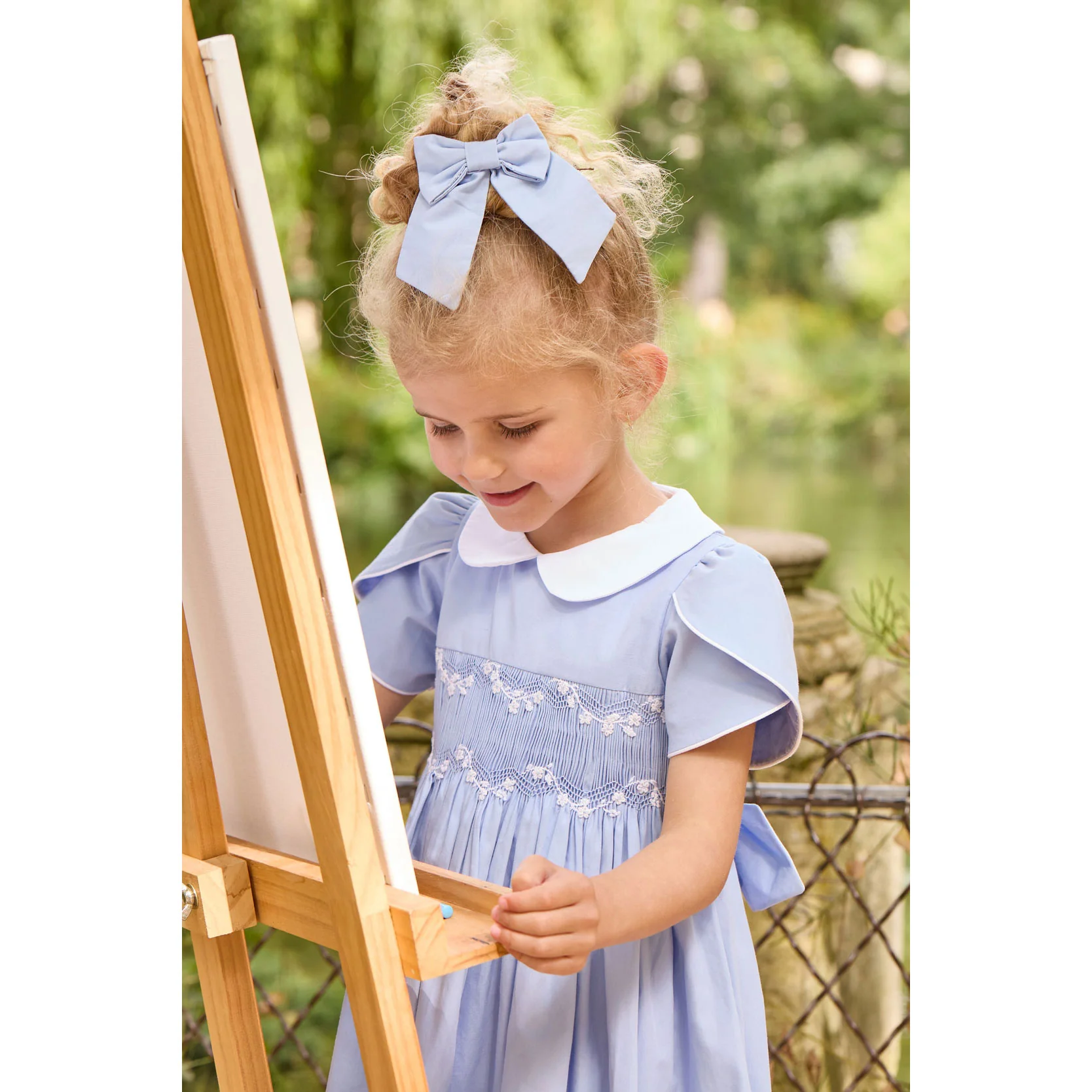 Kidiwi Cornflower Poplin Clemence Smocked Dress - Image 2
