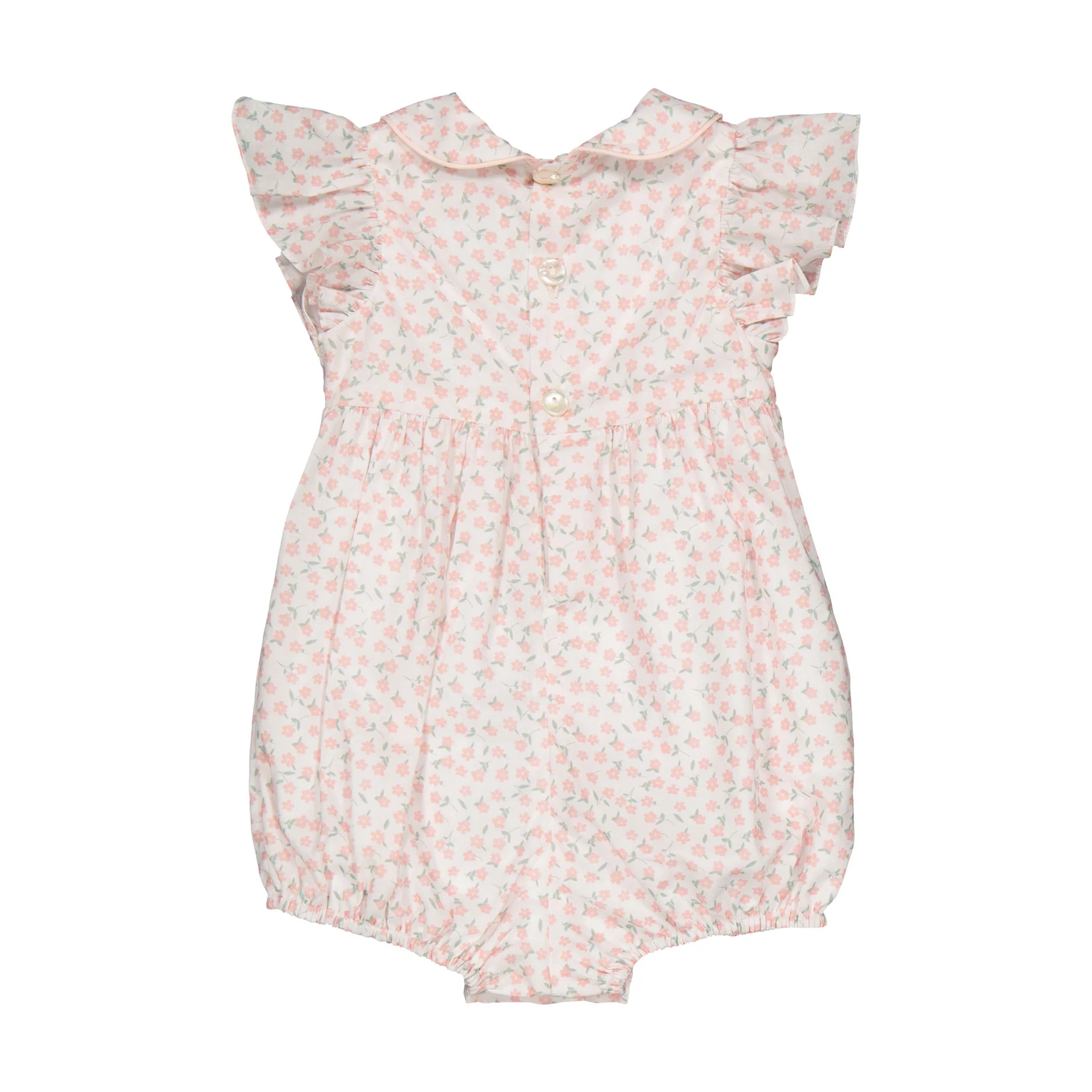 Kidiwi Daisy Pink Print Julyne, Smocked Romper - Image 2