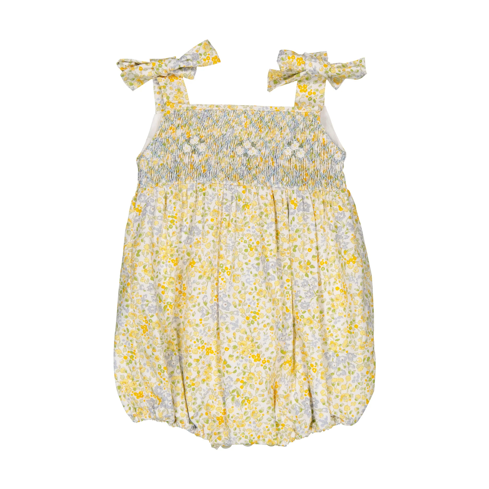 Kidiwi Ditsy Yellow/Blue Francine Smocked Romper
