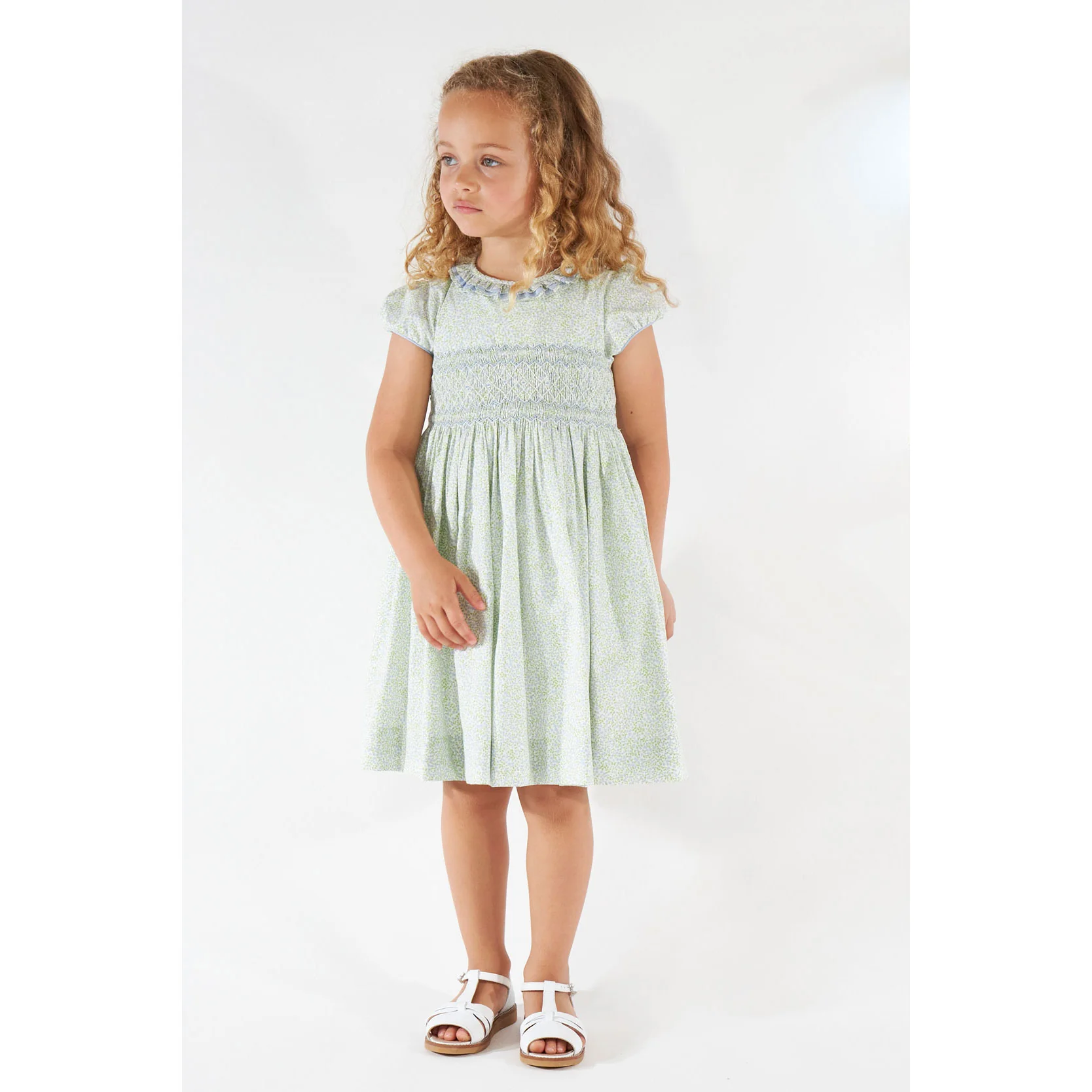 Kidiwi Little Blue Print Hars Smocked Dress - Image 2