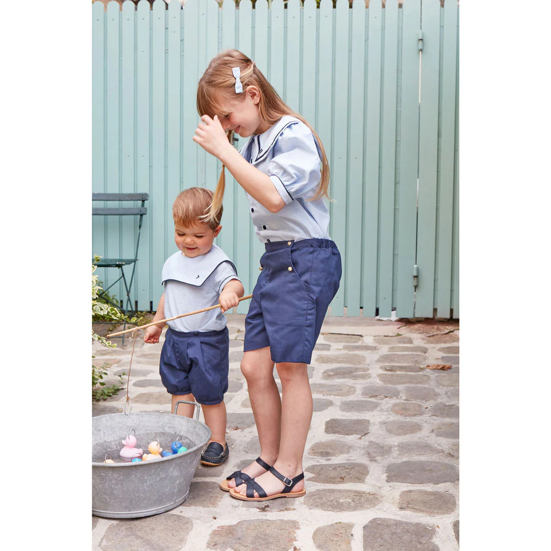 Kidiwi Navy Cotton Pique Sonia Shorts - Image 4