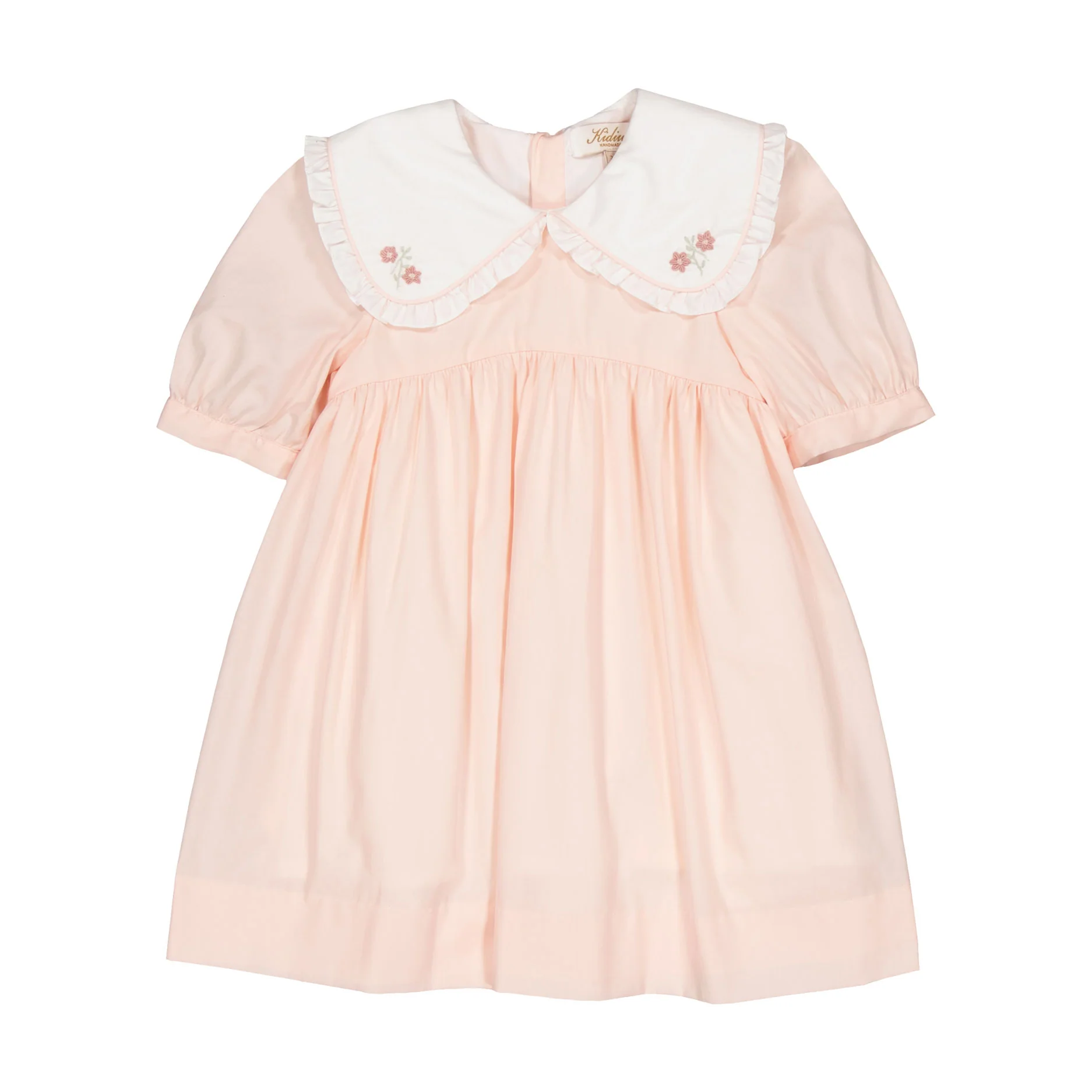 Kidiwi Nude Pink Poplin Swanille, Embroidered Dress