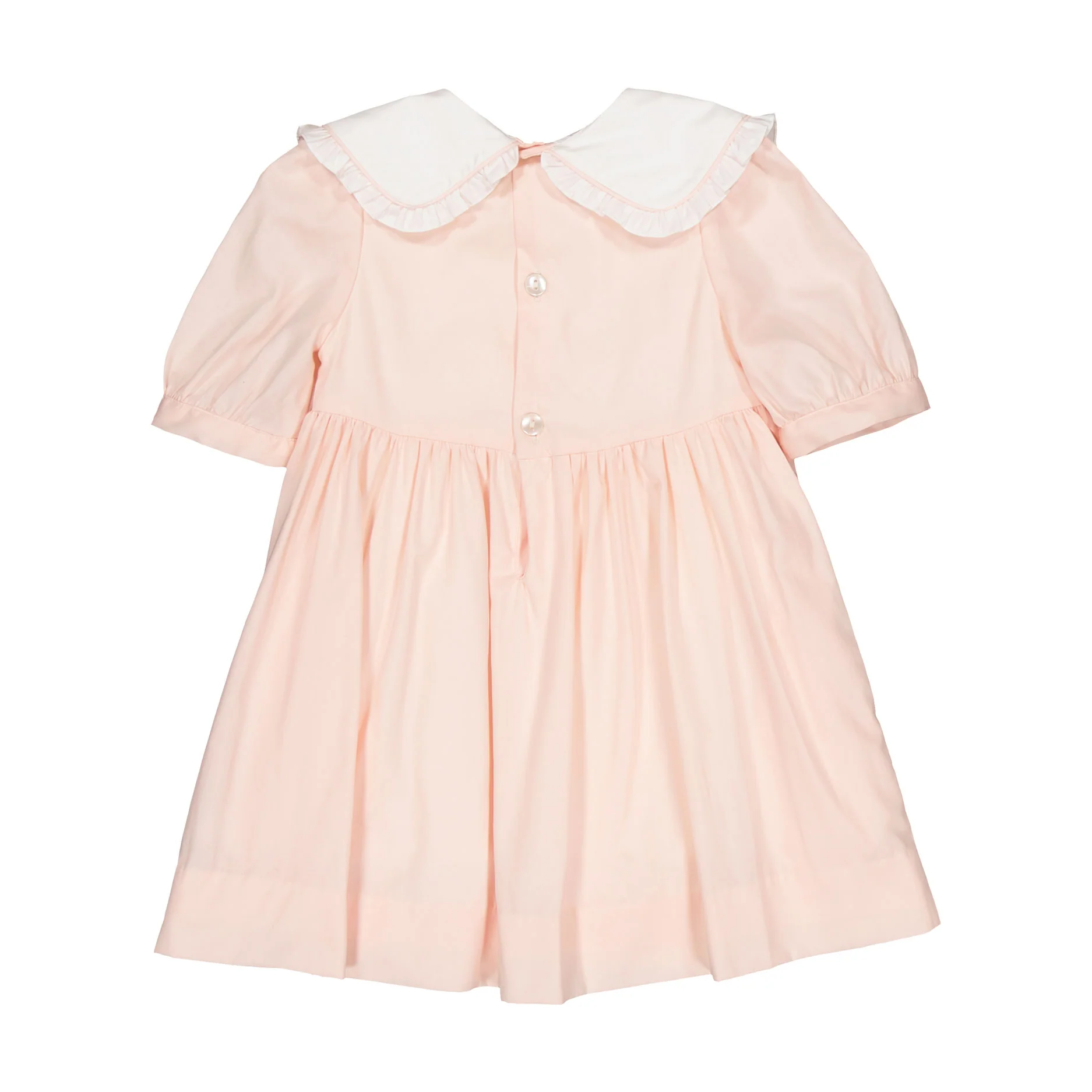 Kidiwi Nude Pink Poplin Swanille, Embroidered Dress - Image 2