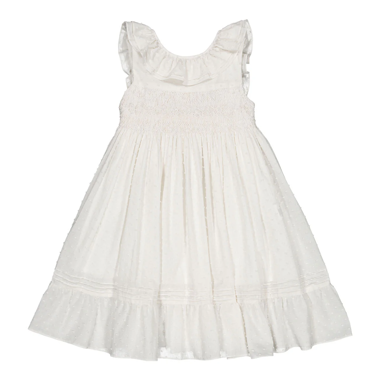 Kidiwi Off White Plumetis Melanie Smocked Dress