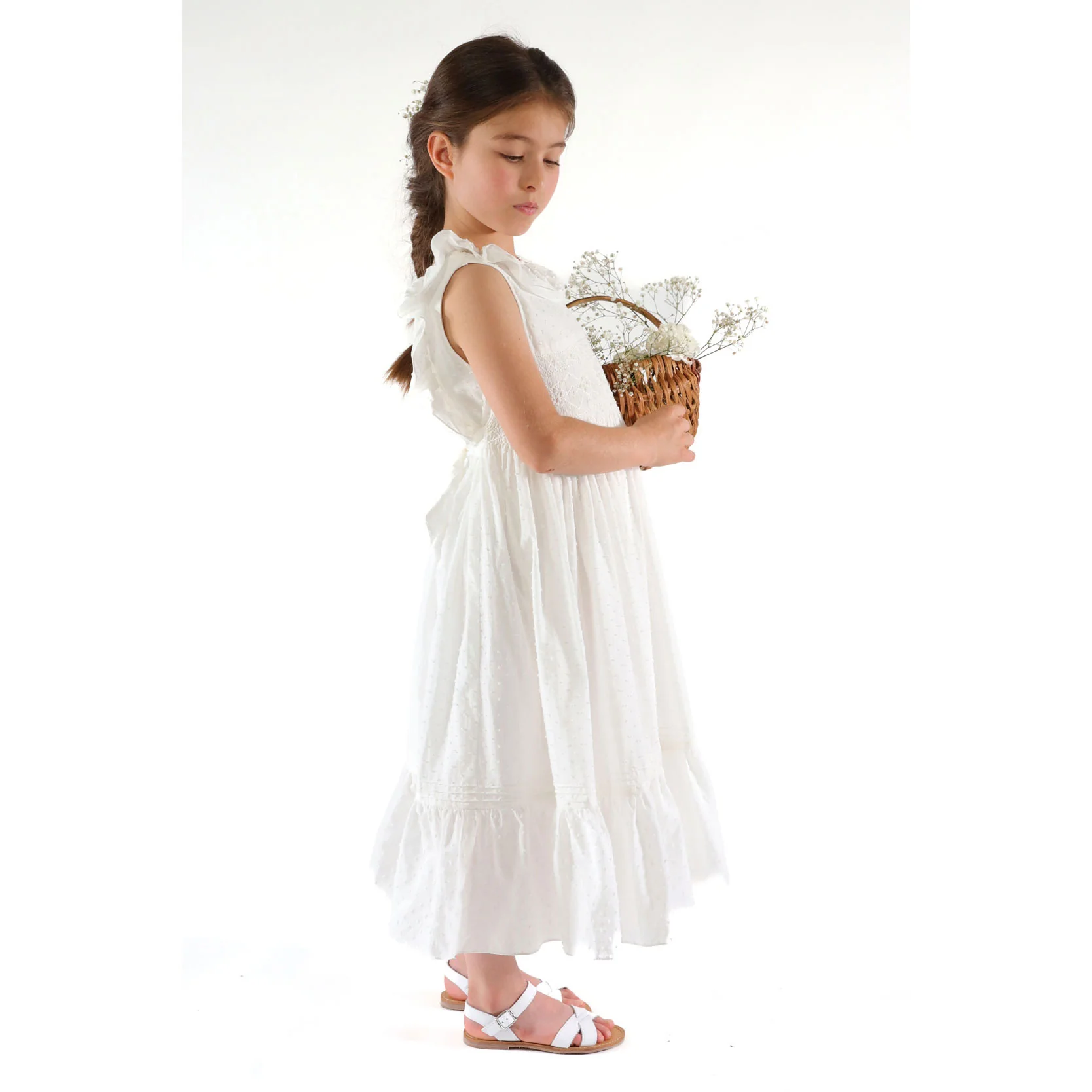 Kidiwi Off White Plumetis Melanie Smocked Dress - Image 5