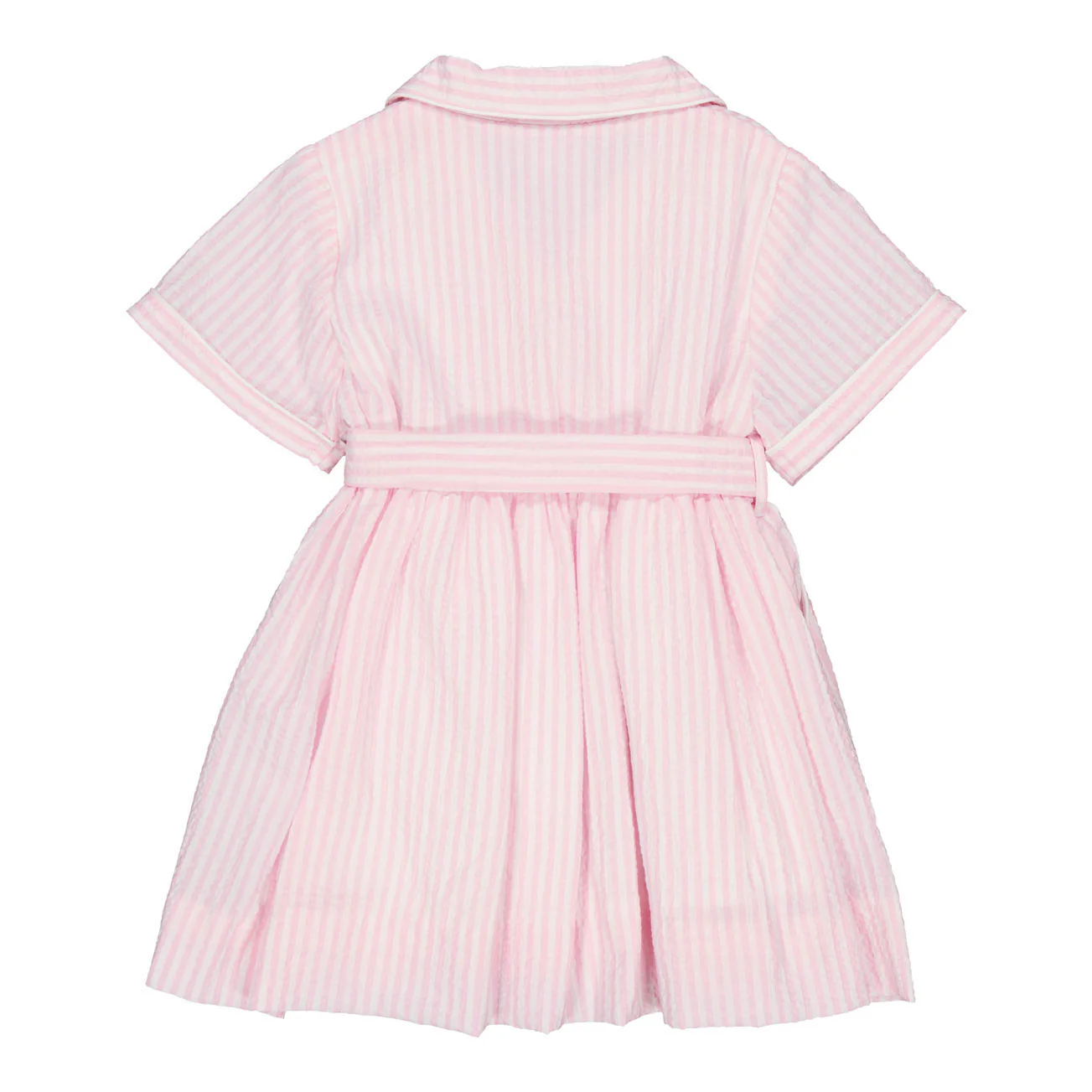 Kidiwi Pink/White Seersucker Stripes Romane Dres - Image 2