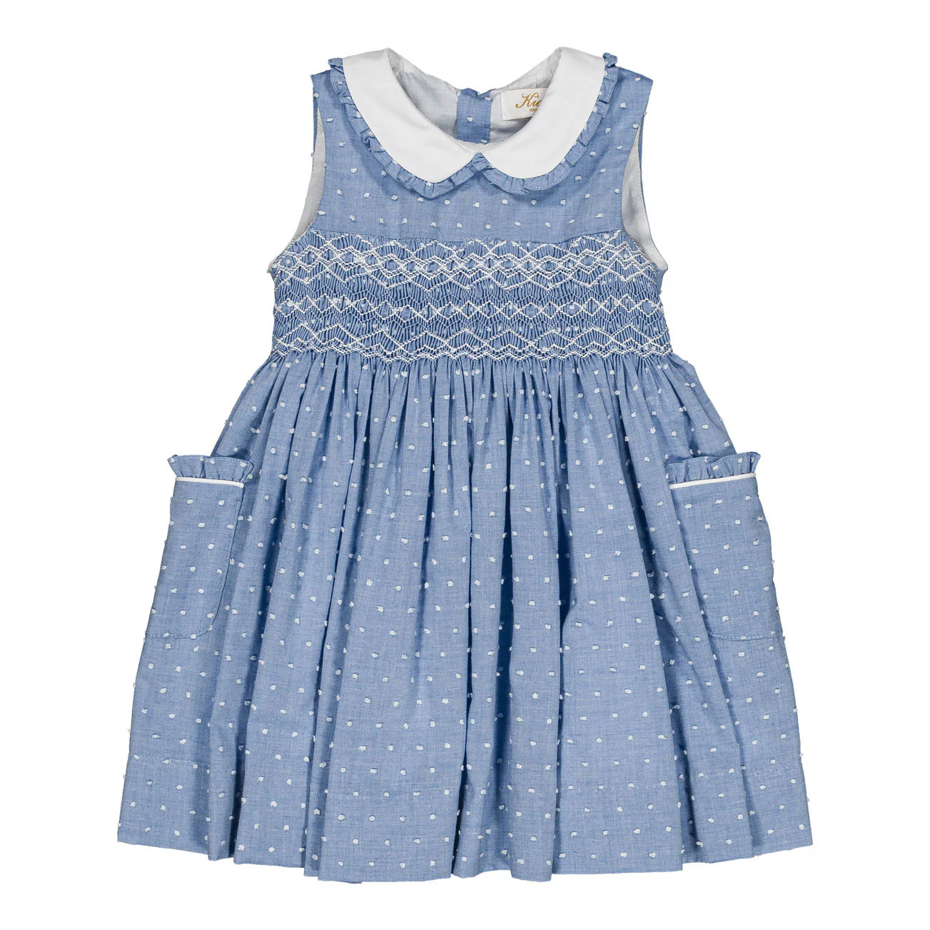 Kidiwi Porcelain Blue Plumetis Lxia Smocked Dress
