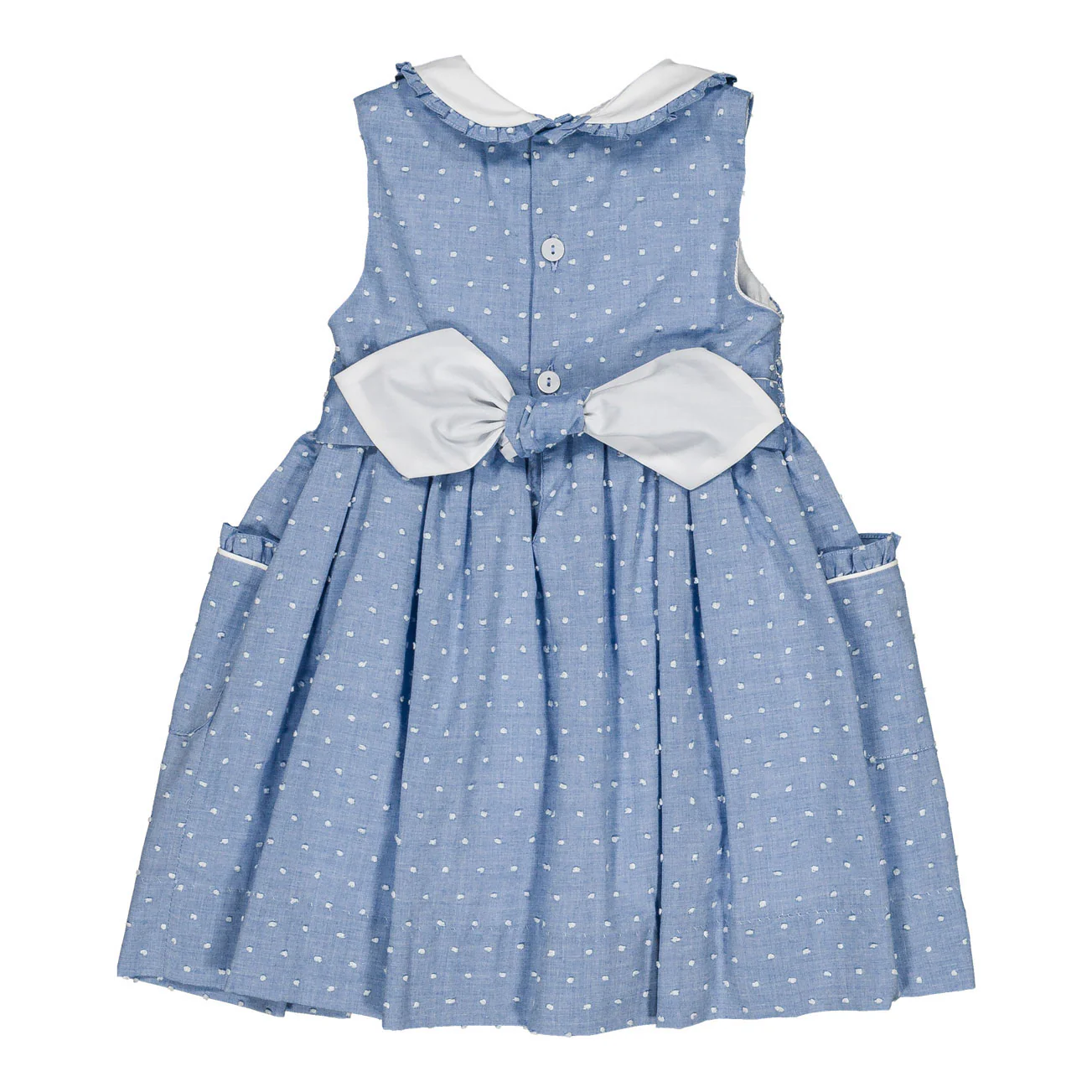 Kidiwi Porcelain Blue Plumetis Lxia Smocked Dress - Image 3