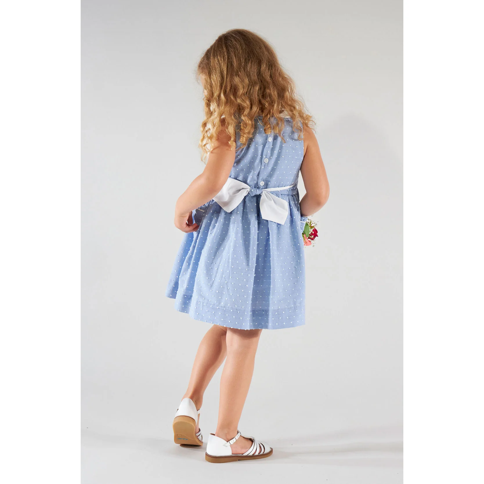 Kidiwi Porcelain Blue Plumetis Lxia Smocked Dress - Image 4