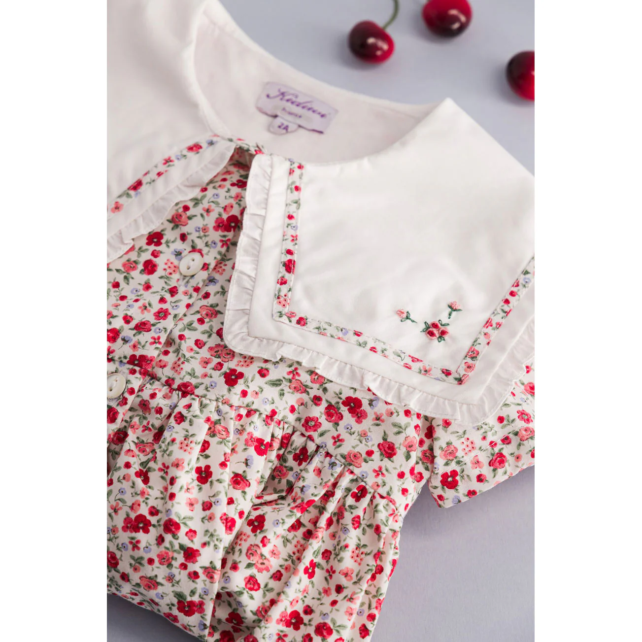Kidiwi Small Red Flower Print Paolina Dress - Image 4